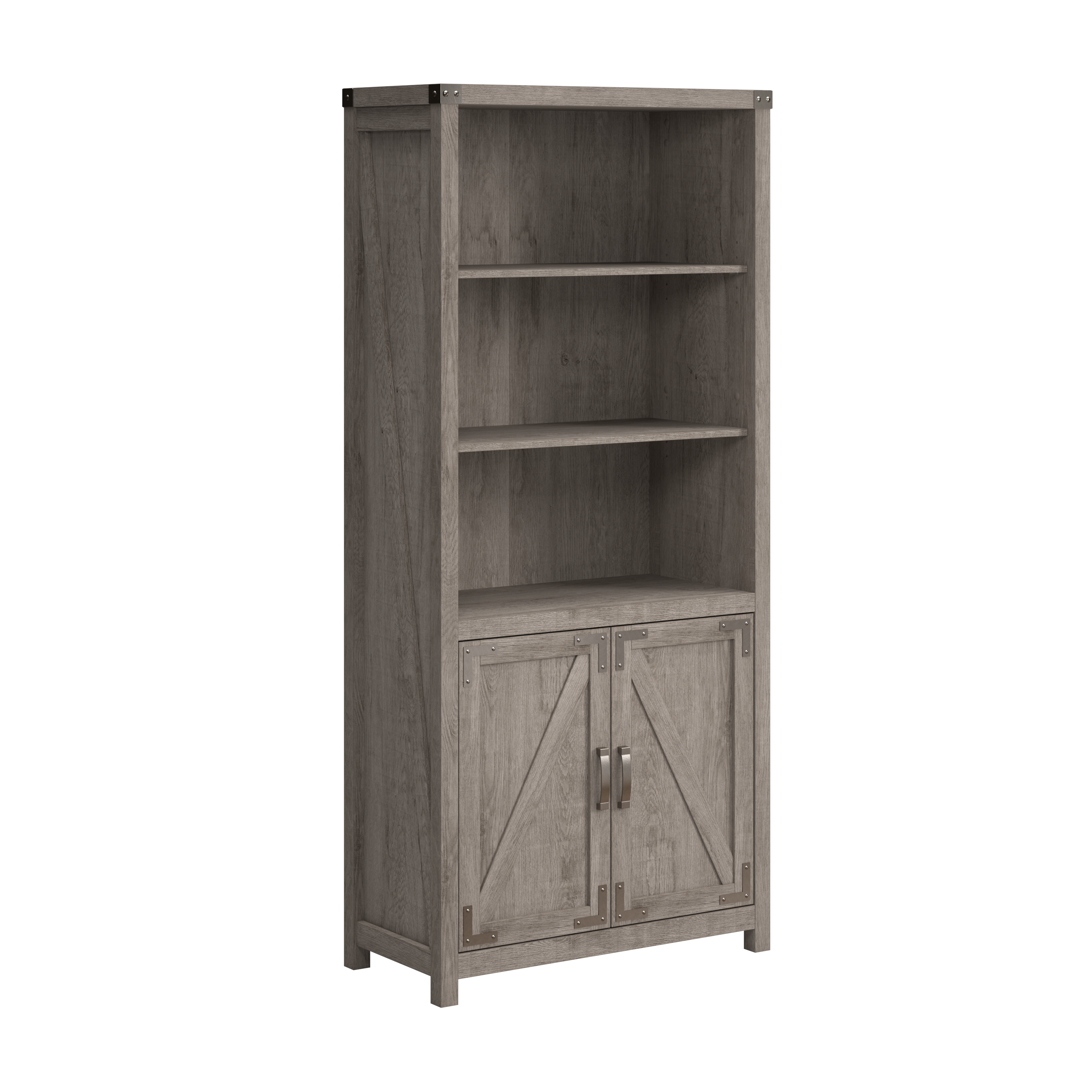 Shop Bush Furniture Knoxville Tall 5 Shelf Bookcase with Doors 02 CGB132RTG-03 #color_restored gray