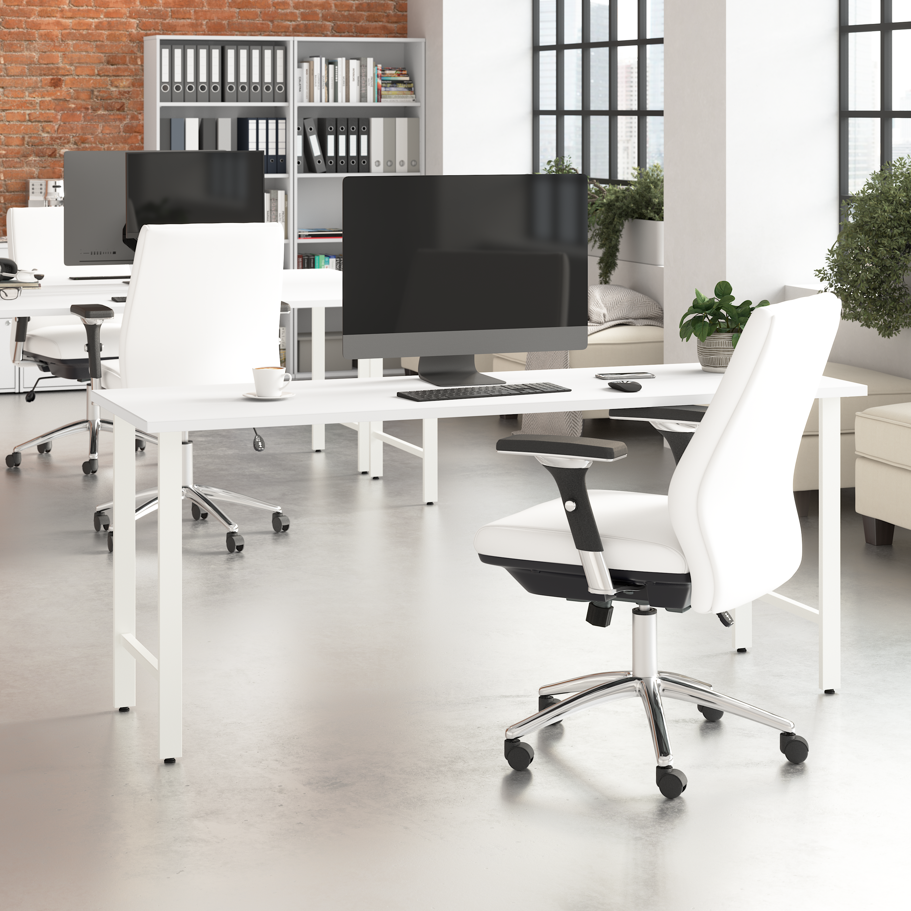 Shop Bush Business Furniture Hustle 72W x 24D Computer Desk with Metal Legs 01 HUD172WH #color_white