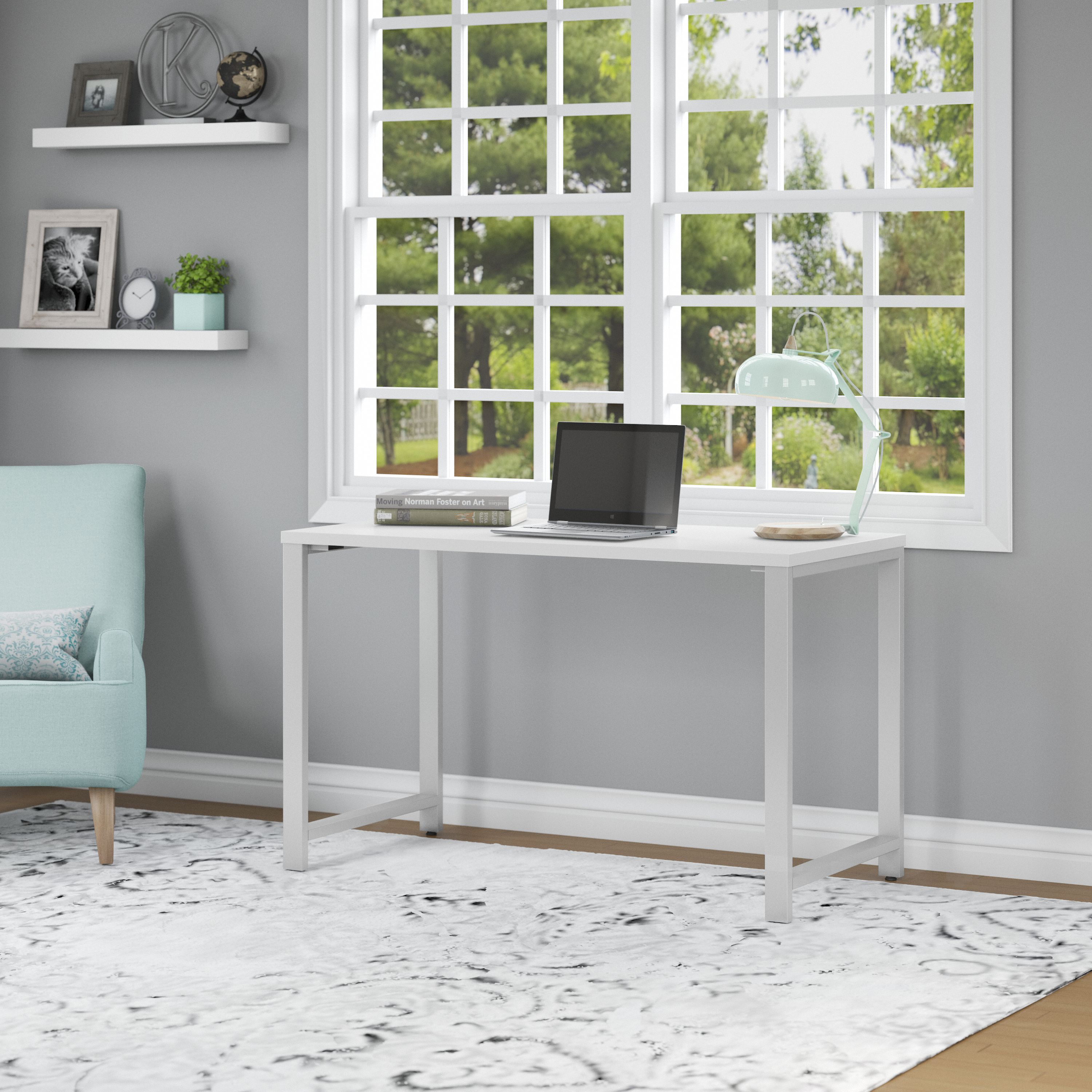 Shop Bush Business Furniture 400 Series 48W x 24D Table Desk with Metal Legs 01 400S146WH #color_white
