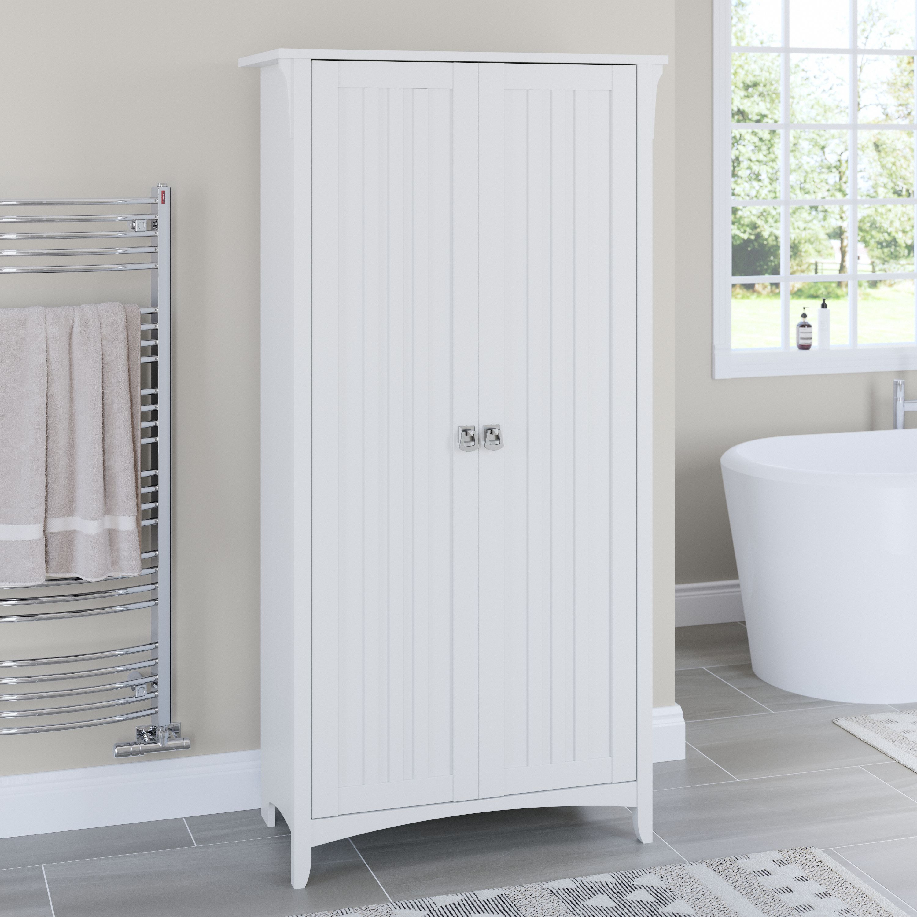 Shop Bush Furniture Salinas Bathroom Storage Cabinet with Doors 01 SAL015G2W #color_pure white
