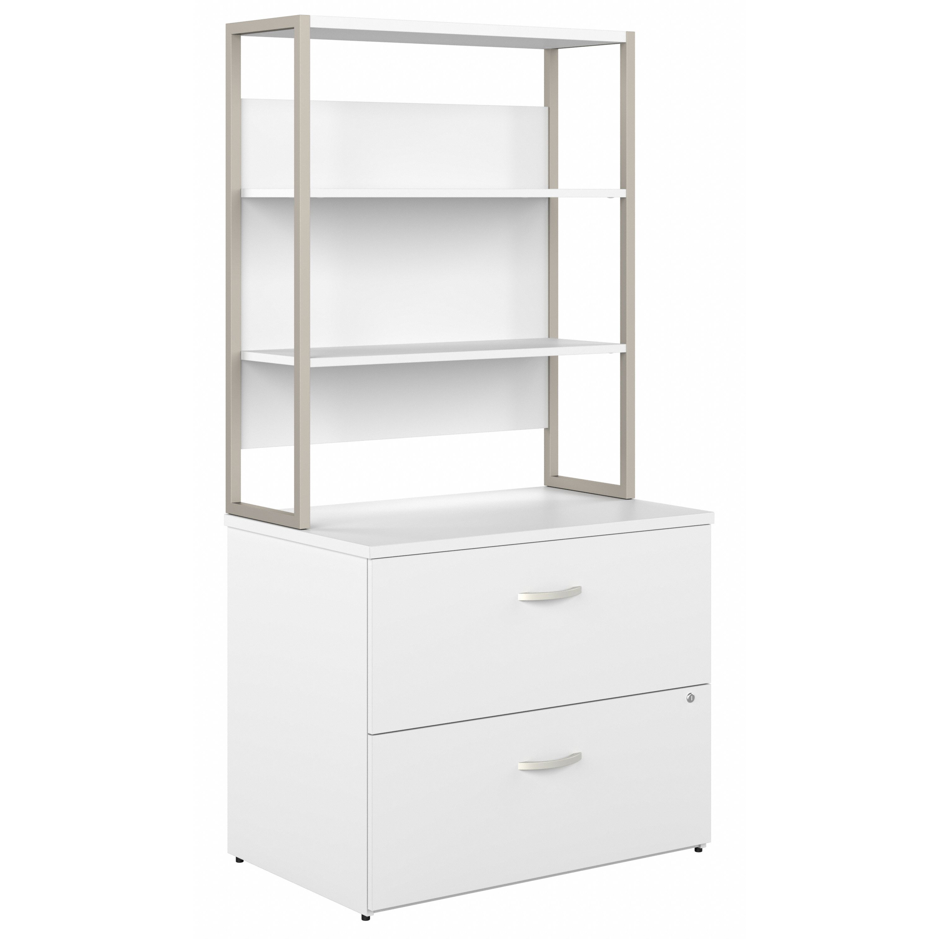 Shop Bush Business Furniture Hybrid 2 Drawer Lateral File Cabinet with Shelves 02 HYB018WHSU #color_white