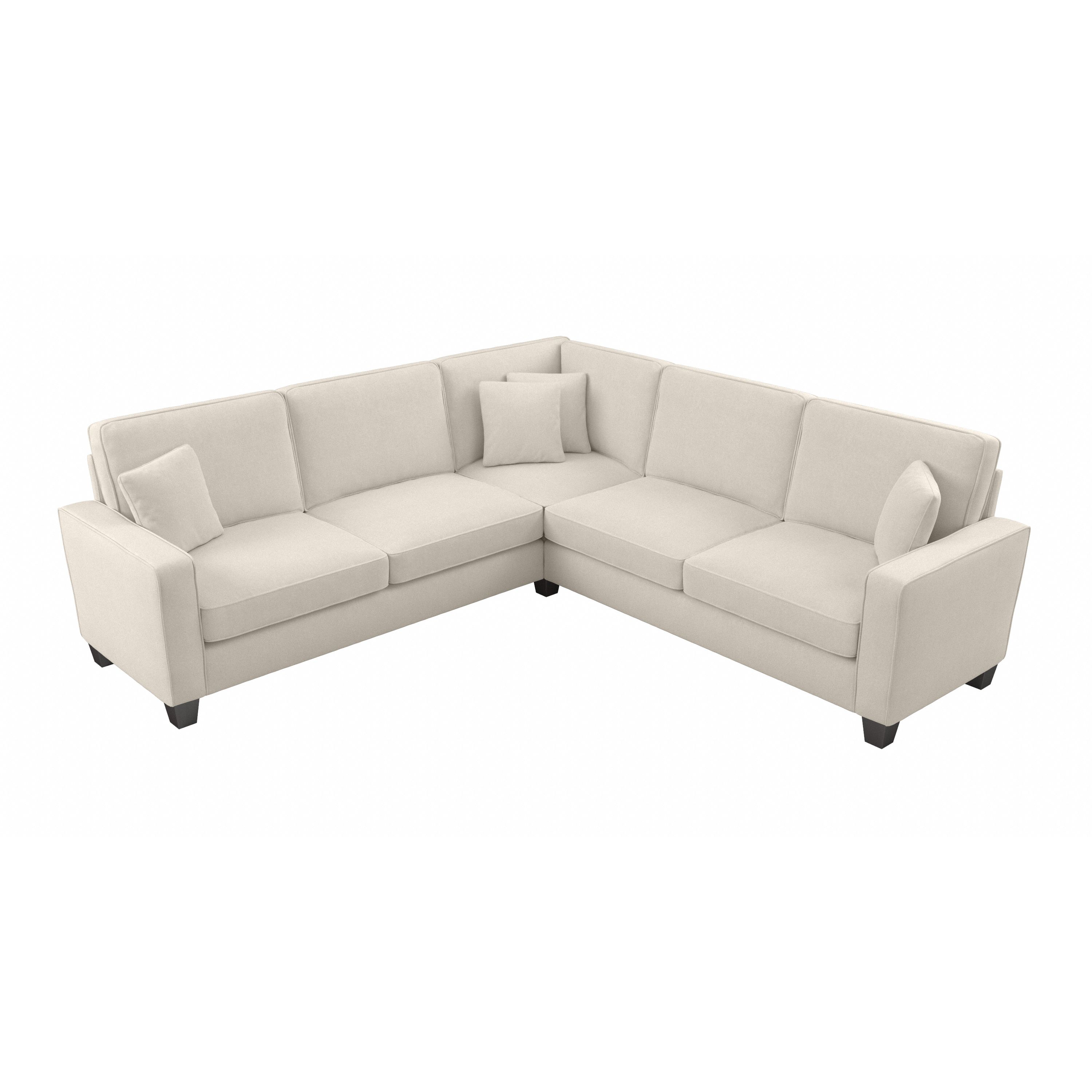 Shop Bush Furniture Stockton 99W L Shaped Sectional Couch 02 SNY98SCRH-03K #color_cream herringbone fabric