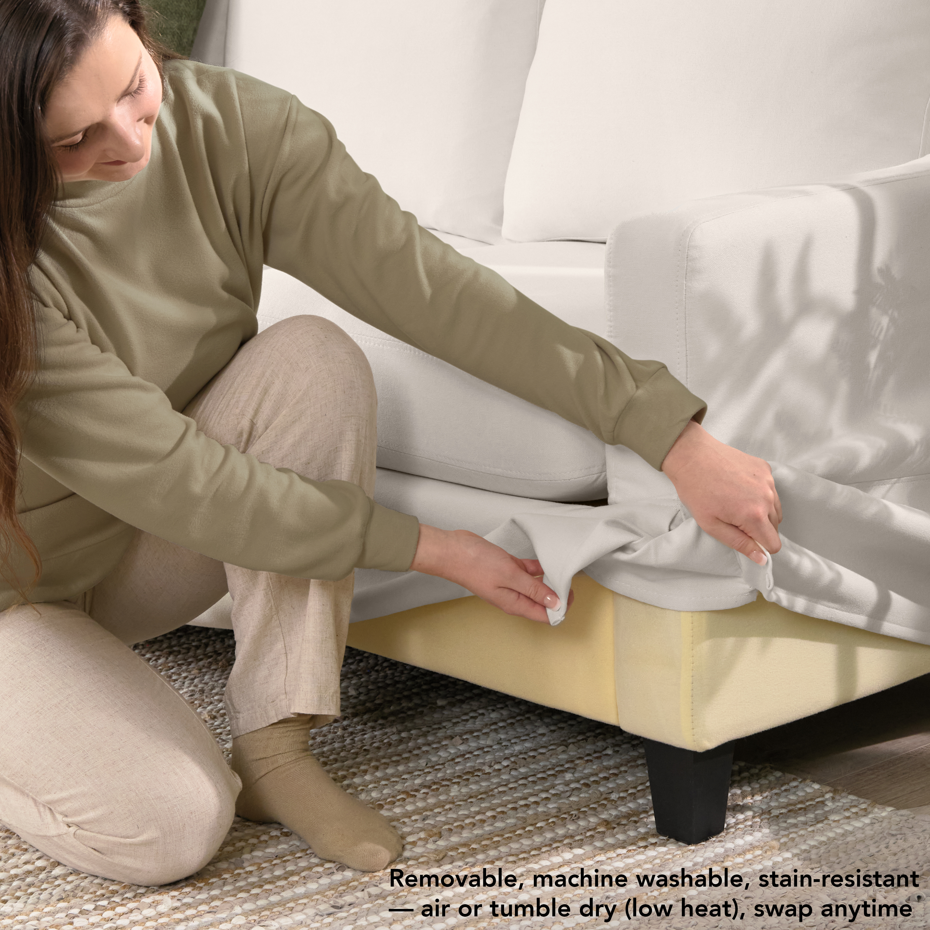 Shop Bush Home Harper 80W Sofa with Slipcover HAR010IYB 3 #color_ivory basketweave fabric