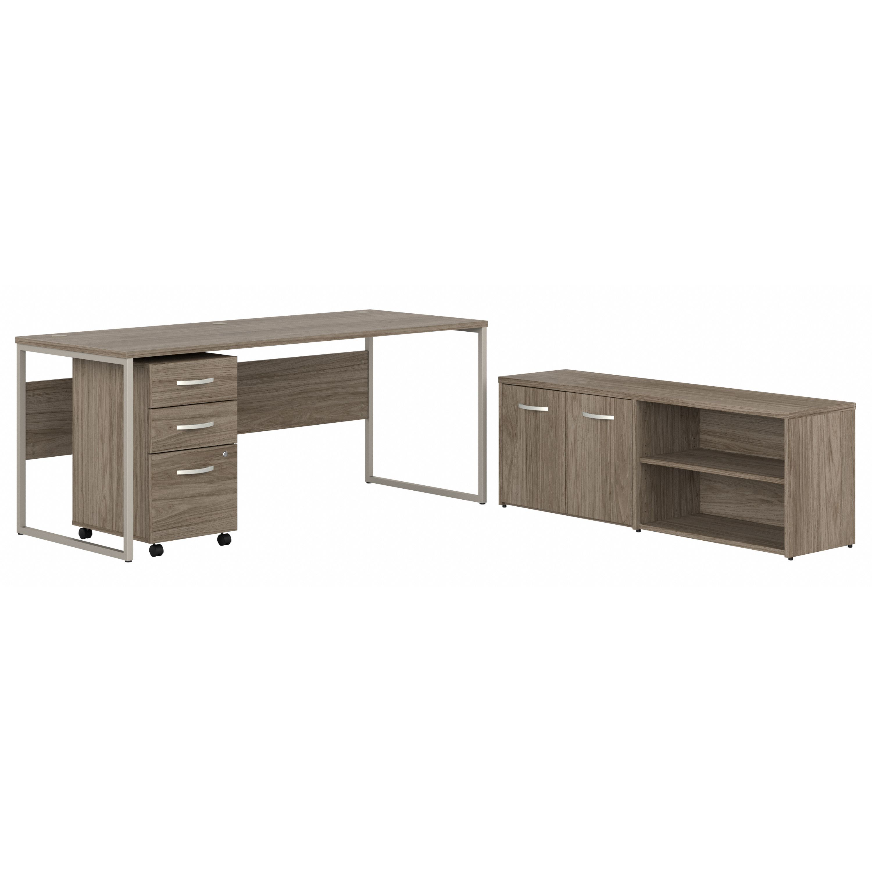 Shop Bush Business Furniture Hybrid 72W x 30D Computer Table Desk with Storage and Mobile File Cabinet 02 HYB014MHSU #color_modern hickory