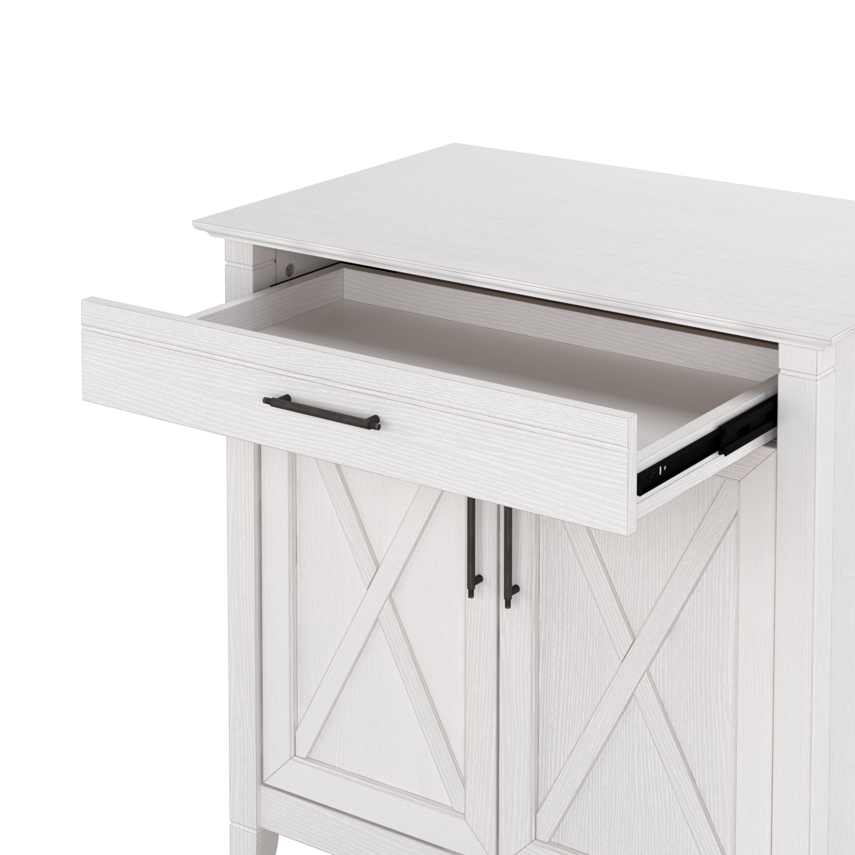 Shop Bush Furniture Key West Secretary Desk with Storage and 5 Shelf Bookcase 05 KWS012WT #color_pure white oak