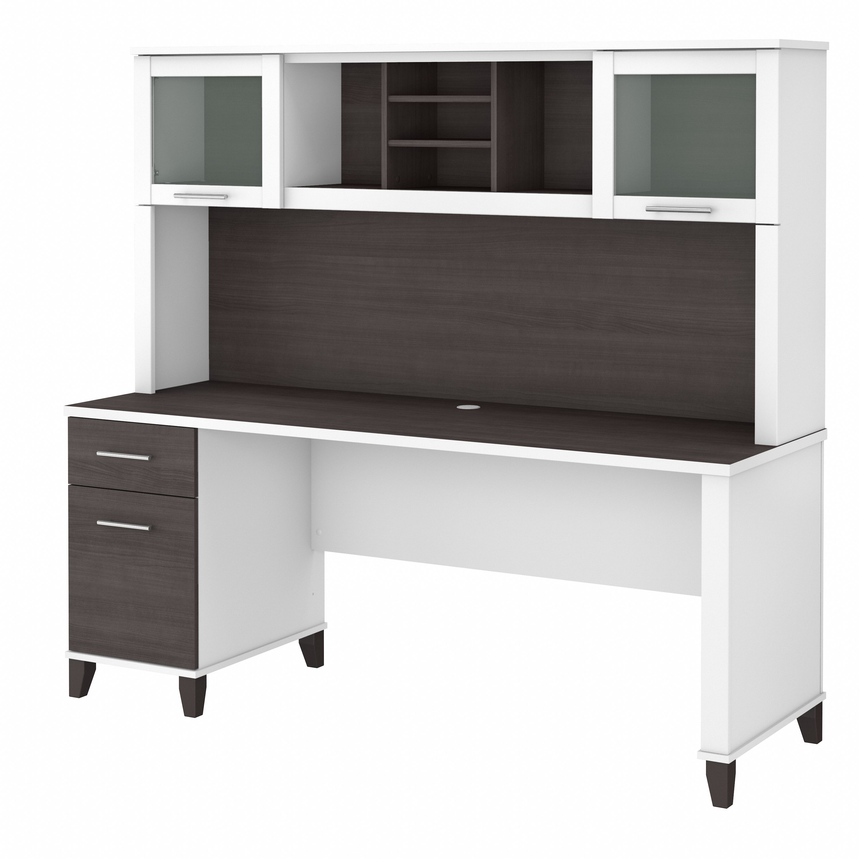 Shop Bush Furniture Somerset 72W Office Desk with Drawers and Hutch 02 SET018SGWH #color_storm gray/white