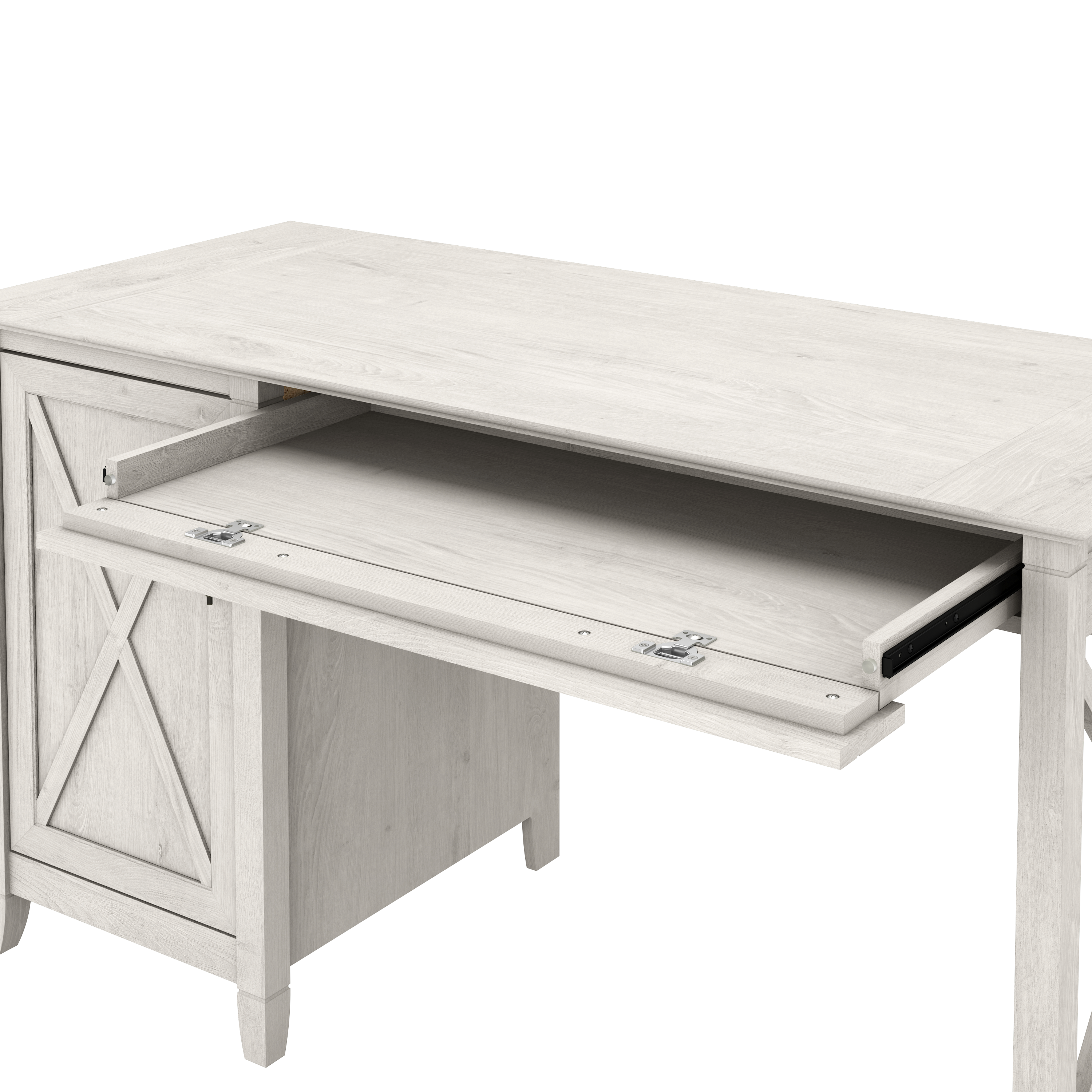 Shop Bush Furniture Key West 54W Computer Desk with Storage and 2 Drawer Lateral File Cabinet 04 KWS008LW #color_linen white oak