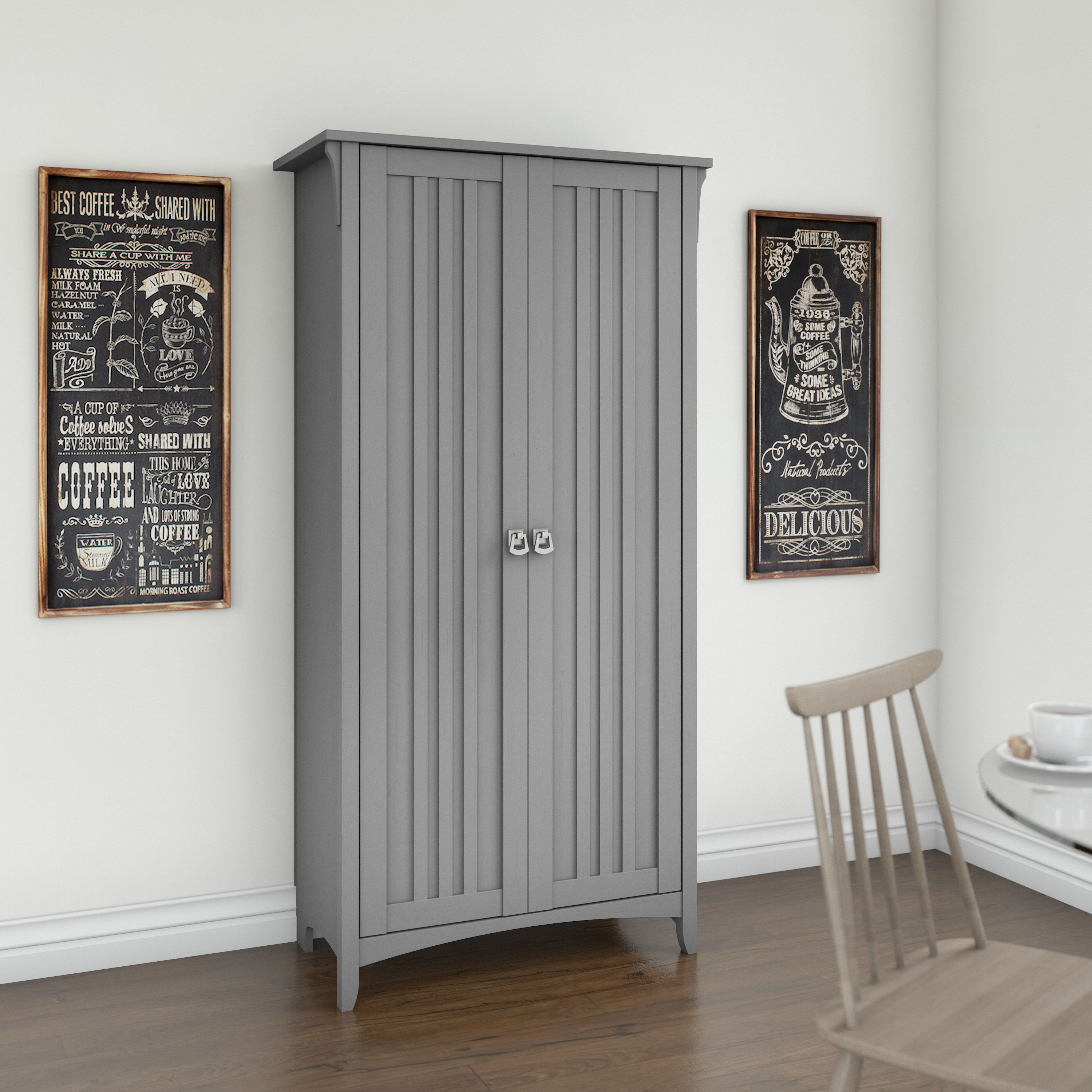 Shop Bush Furniture Salinas Kitchen Pantry Cabinet with Doors 01 SAL014CG #color_cape cod gray