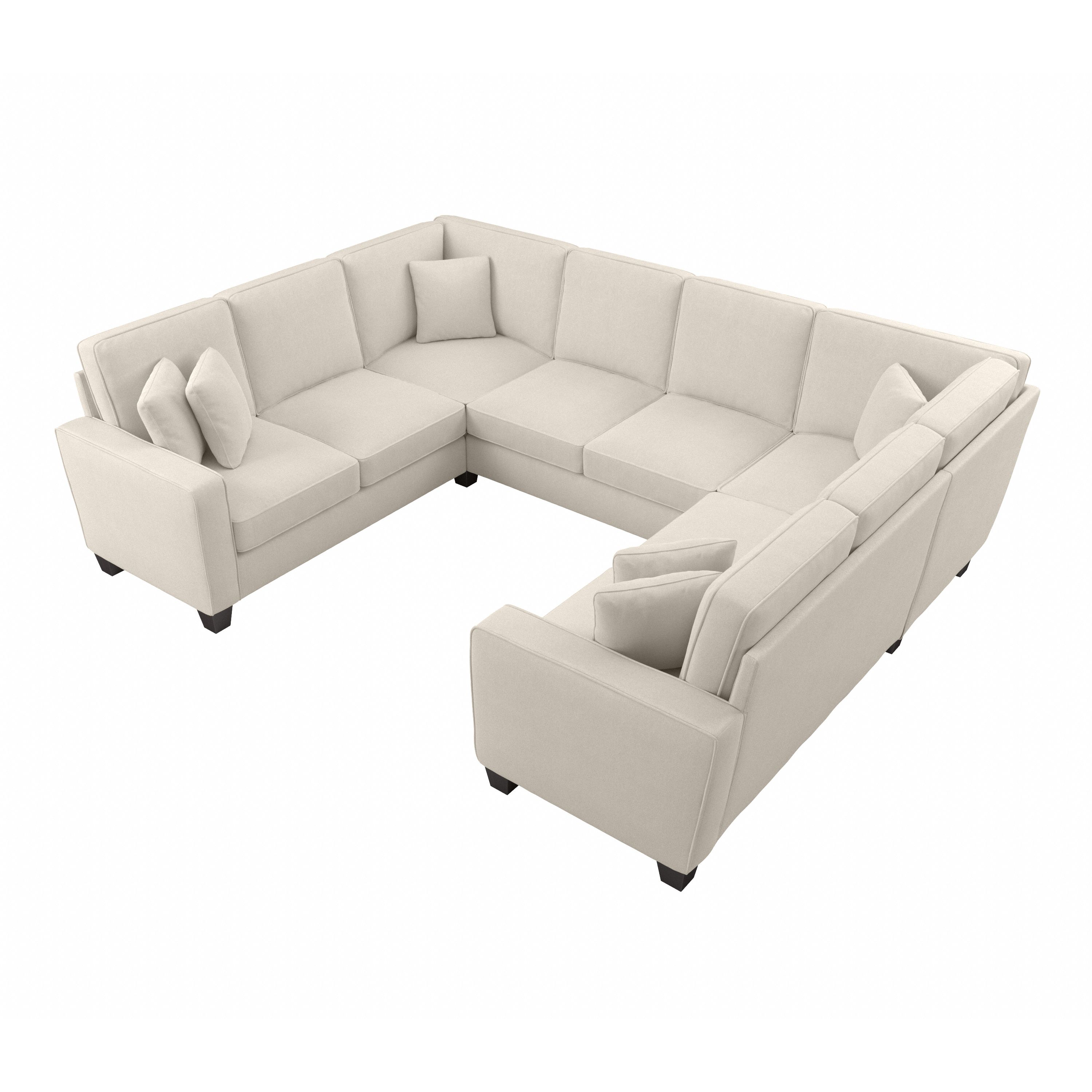 Shop Bush Furniture Stockton 113W U Shaped Sectional Couch 02 SNY112SCRH-03K #color_cream herringbone fabric