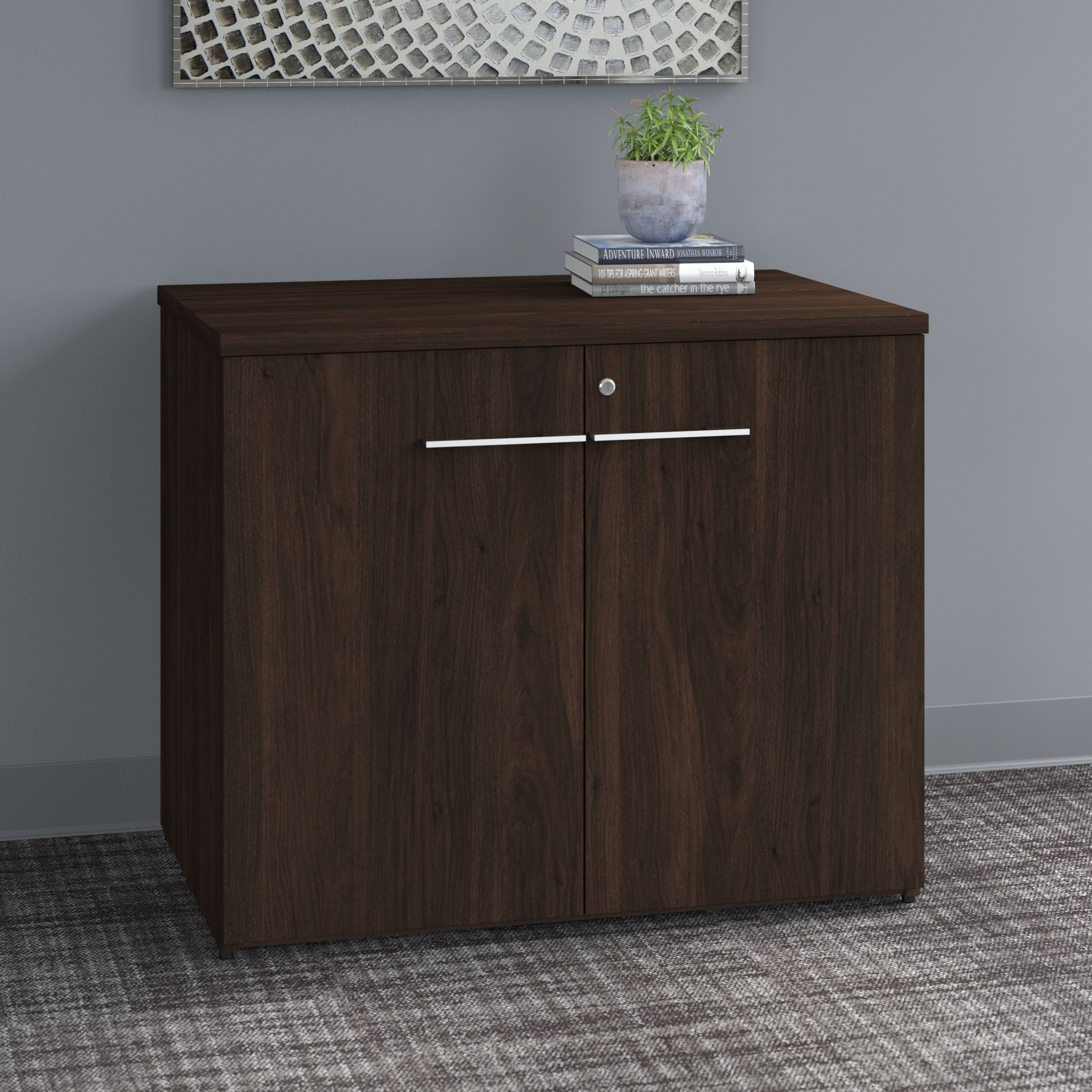 Shop Bush Business Furniture Office 500 36W Storage Cabinet with Doors - Assembled 01 OFS136BWSU #color_black walnut