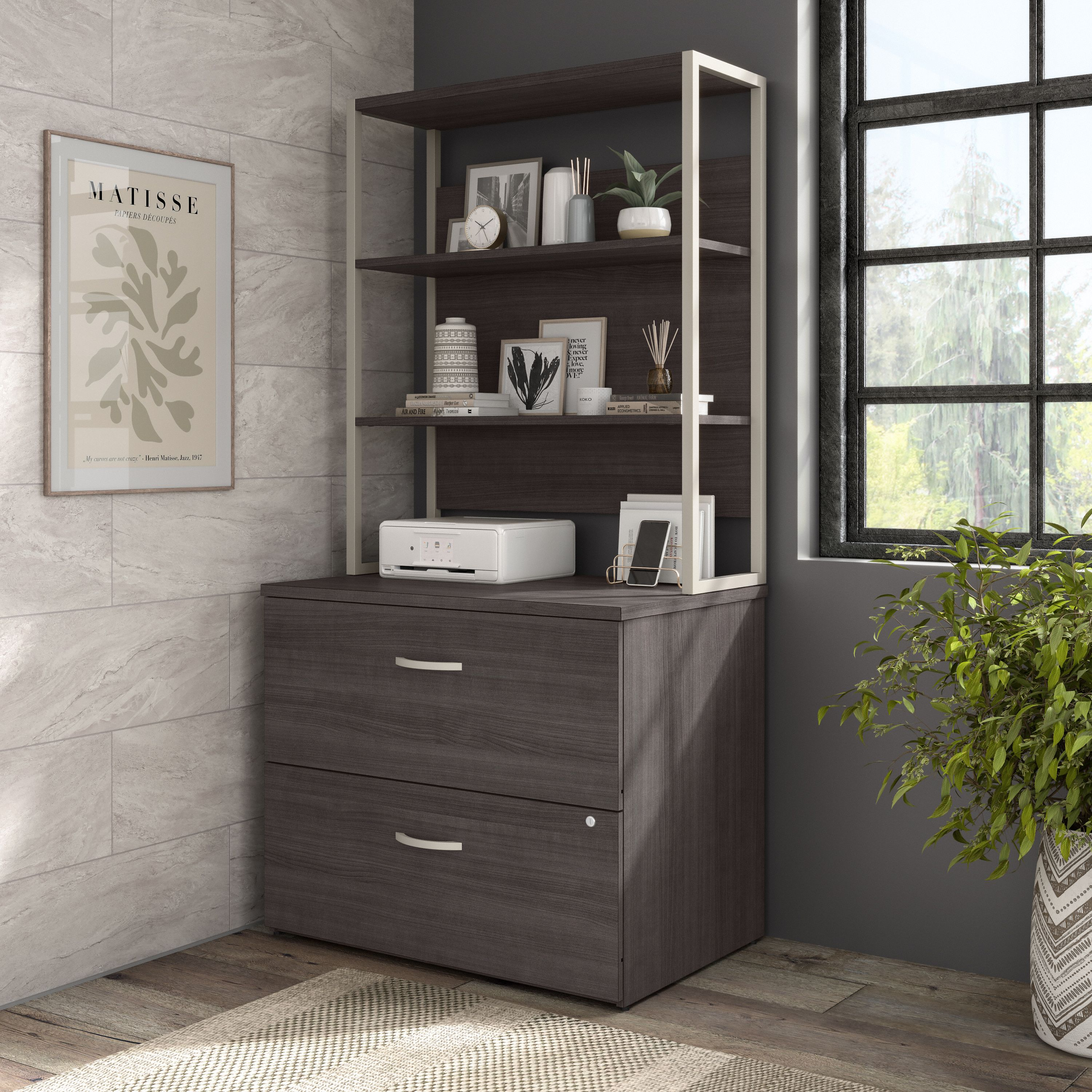 Shop Bush Business Furniture Hybrid 2 Drawer Lateral File Cabinet with Shelves 01 HYB018SGSU #color_storm gray