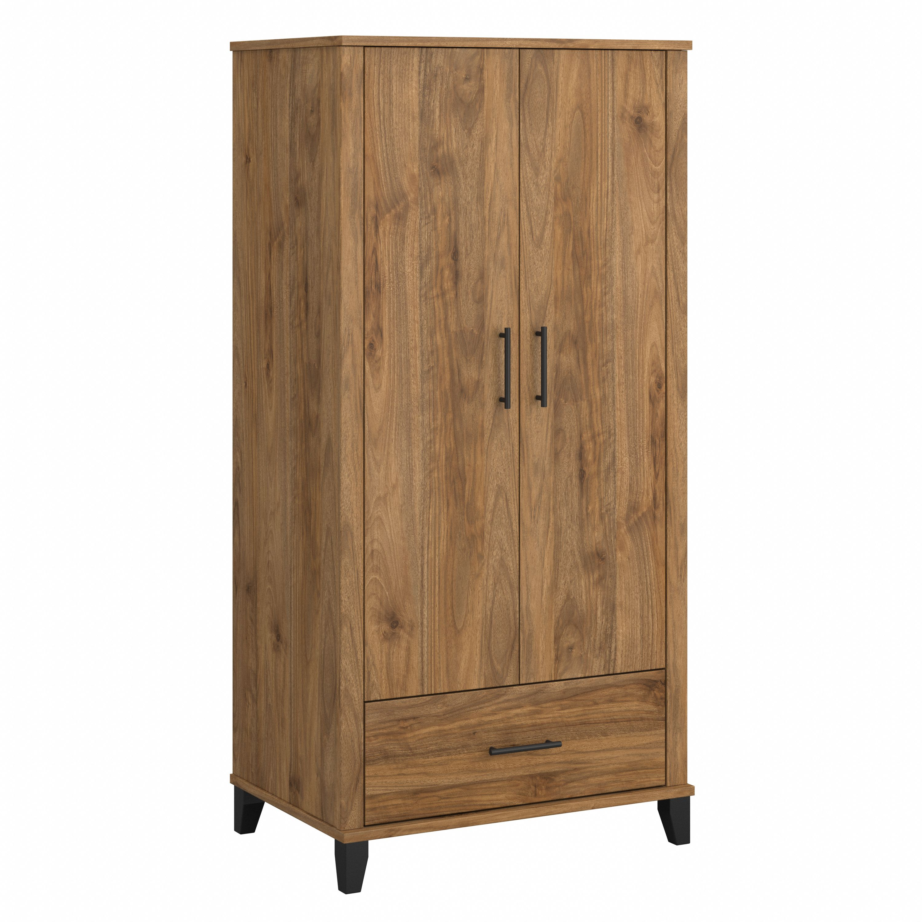 Shop Bush Furniture Somerset Tall Kitchen Pantry Cabinet with Doors and Drawer 02 STS166FWK-Z #color_fresh walnut