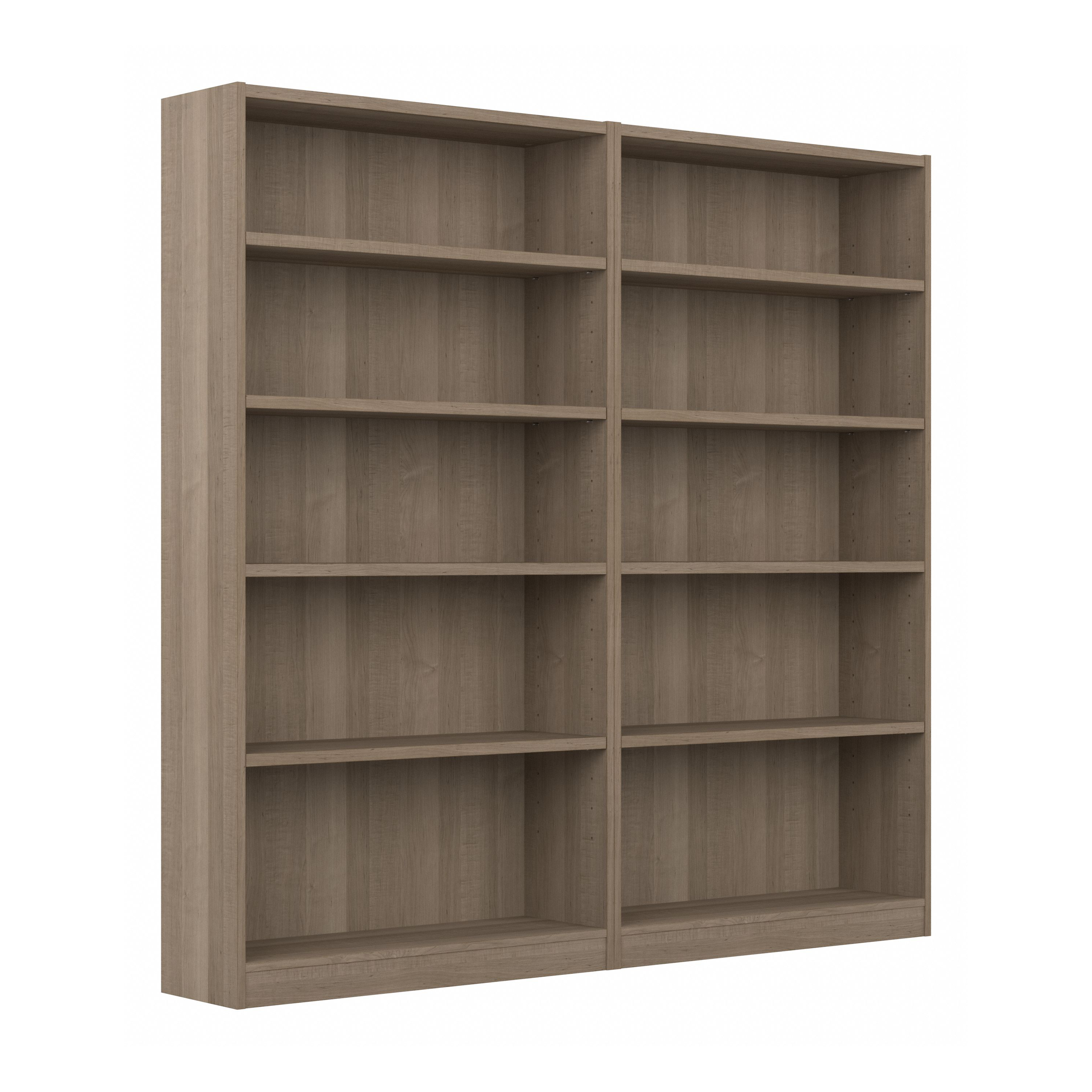 Shop Bush Furniture Universal Tall 5 Shelf Bookcase - Set of 2 02 UB003AG #color_ash gray