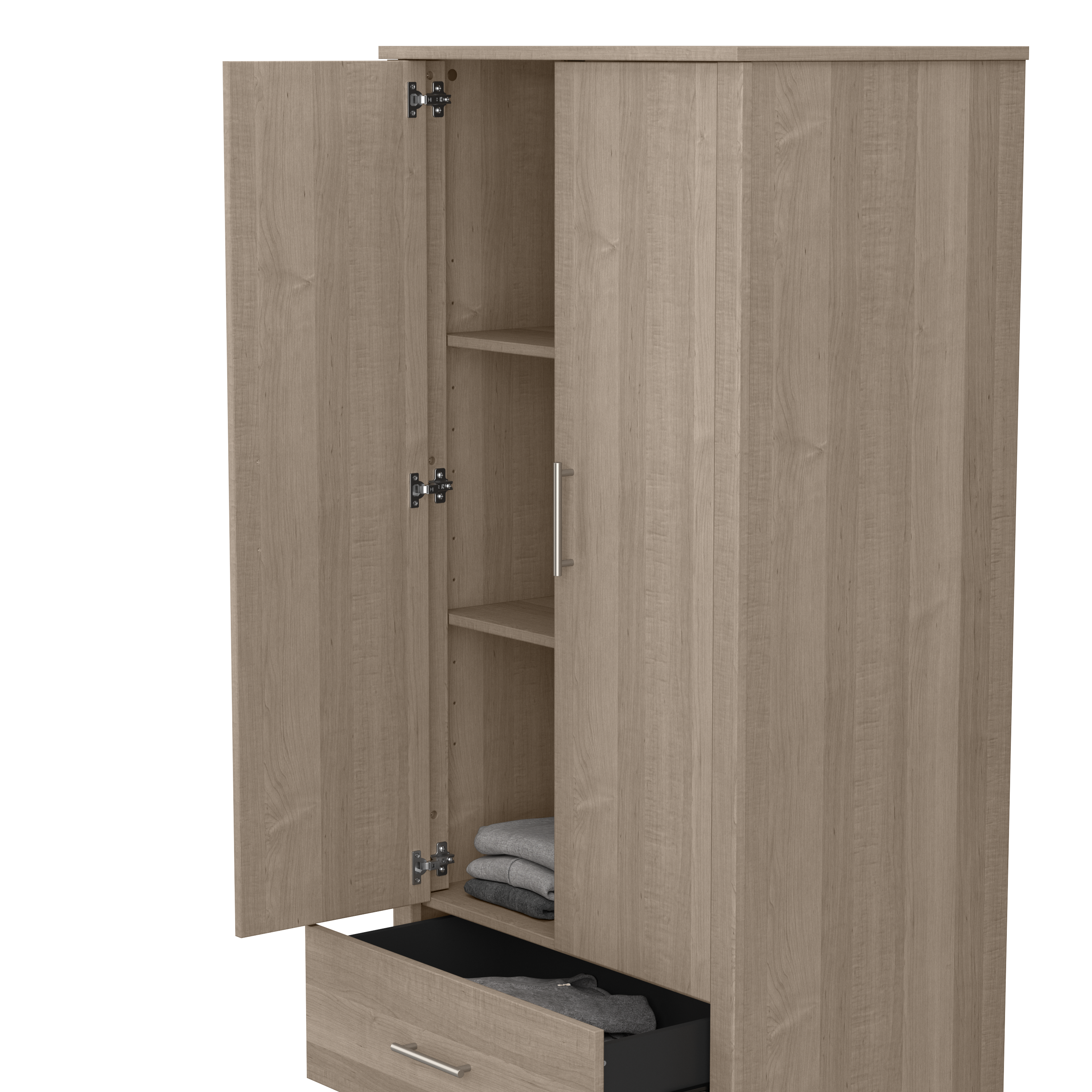 Shop Bush Furniture Somerset Tall Entryway Cabinet with Doors and Drawer 04 STS166AGK-Z1 #color_ash gray
