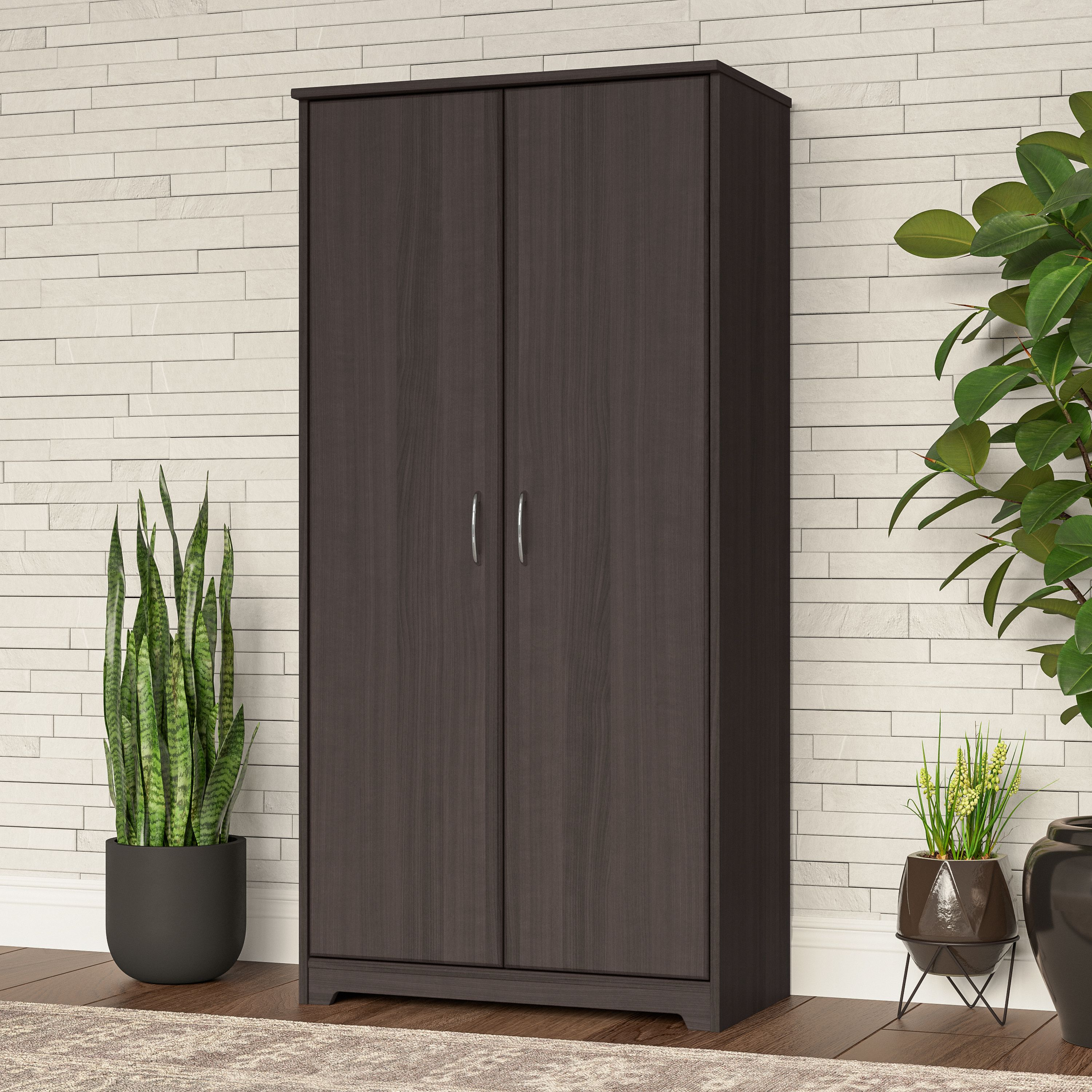 Shop Bush Furniture Cabot Tall Storage Cabinet with Doors 01 WC31799 #color_heather gray