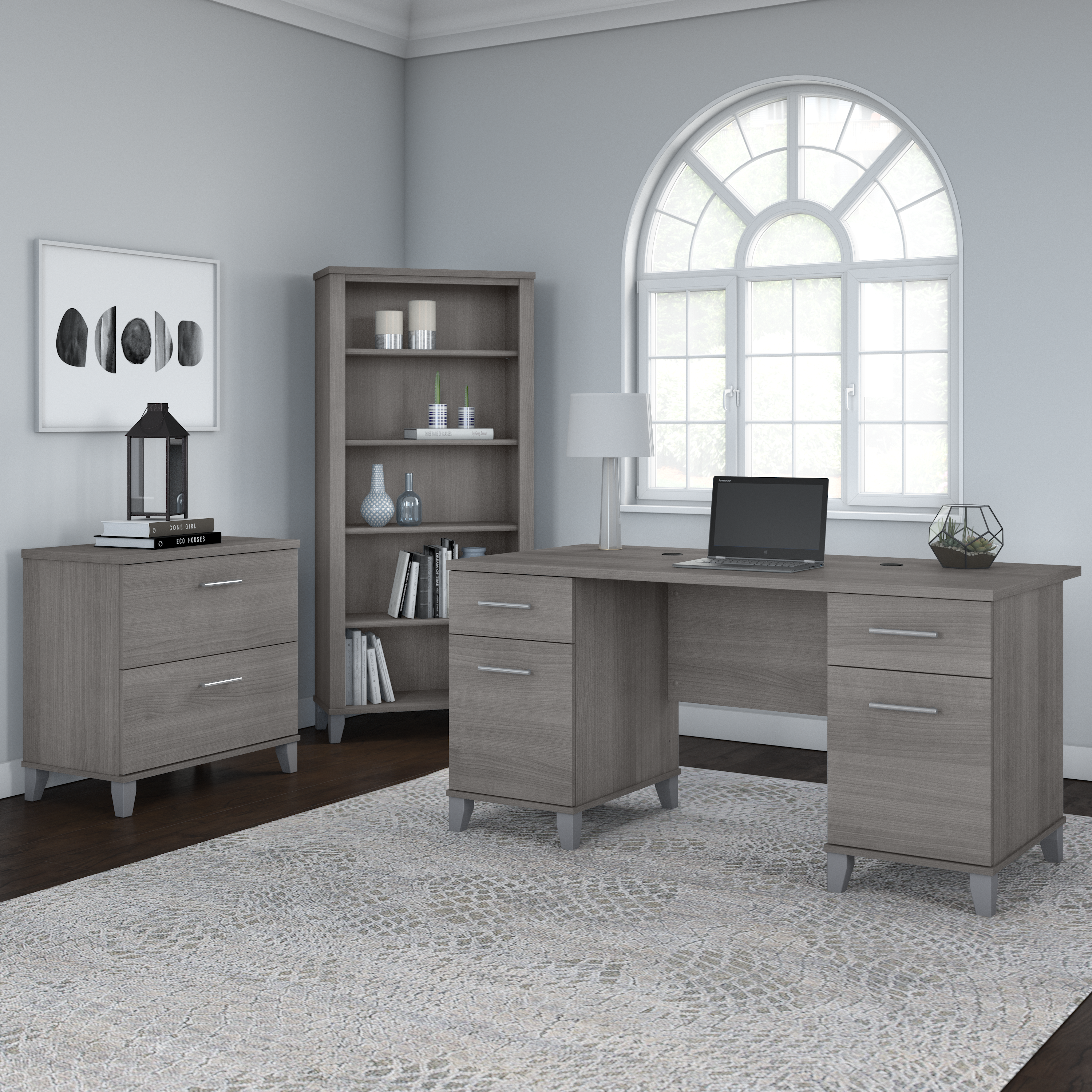 Shop Bush Furniture Somerset 2 Drawer Lateral File Cabinet 08 WC81280 #color_platinum gray