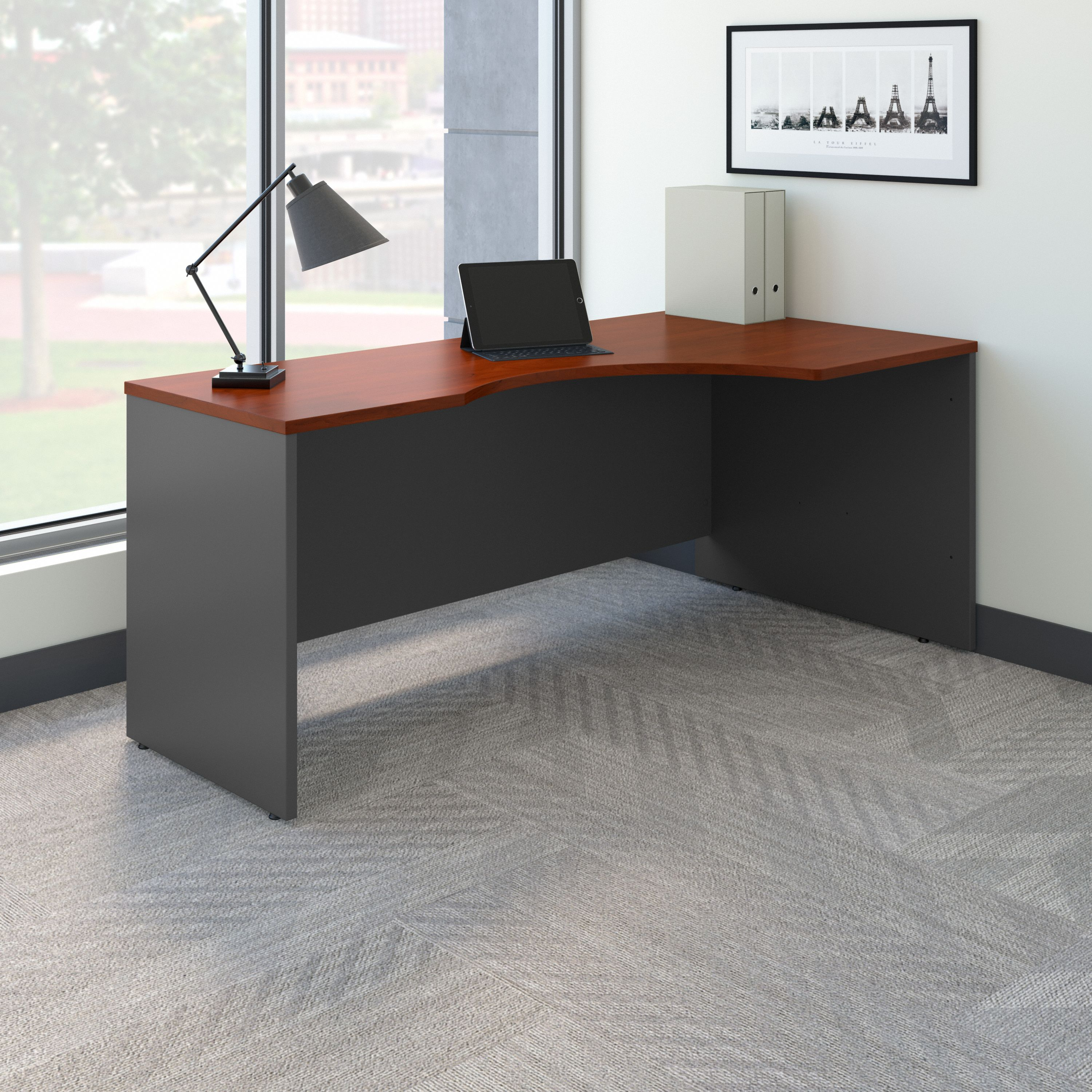 Shop Bush Business Furniture Series C 72W Right Handed Corner Desk 01 WC24423 #color_hansen cherry/graphite gray