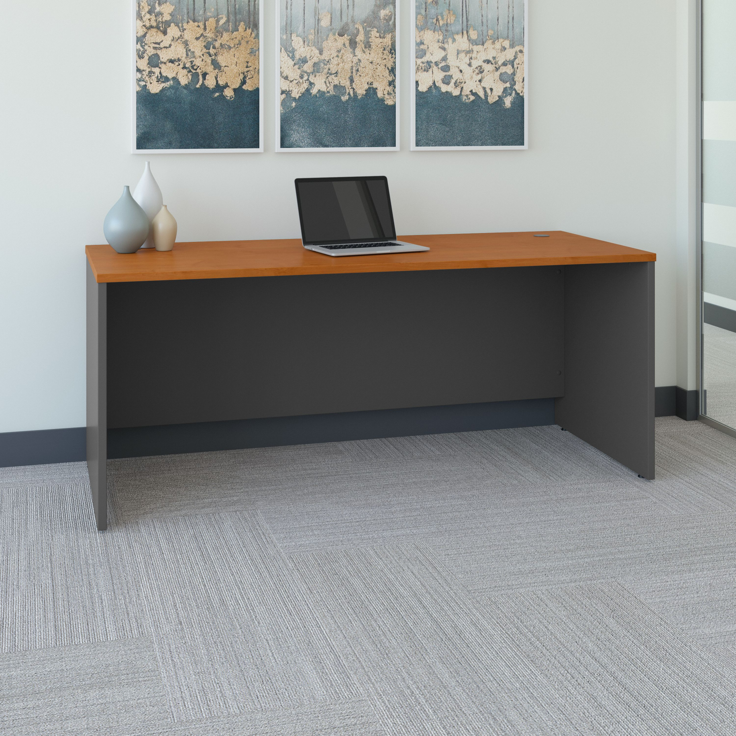 Shop Bush Business Furniture Series C 72W x 30D Office Desk 01 WC72436 #color_natural cherry/graphite gray