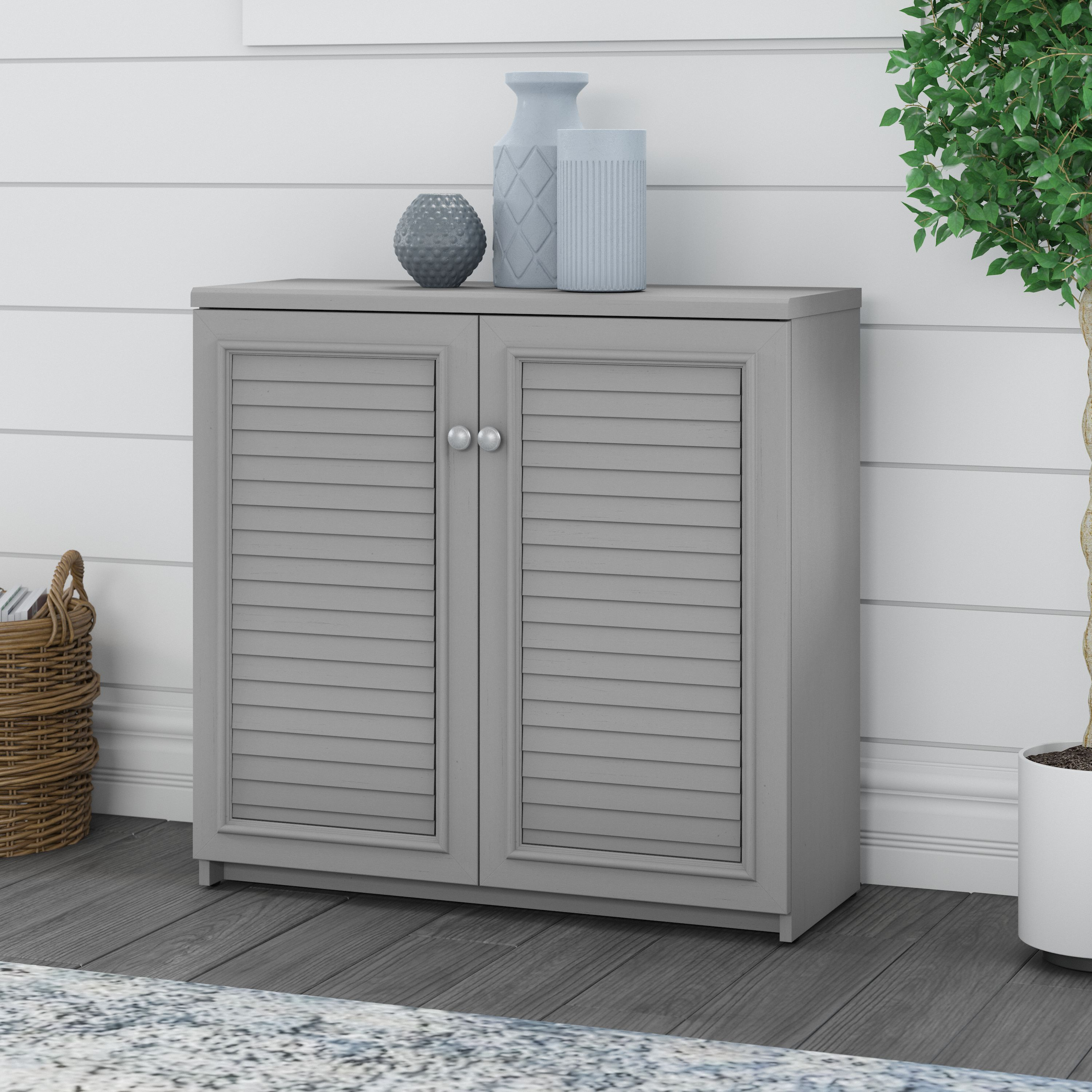 Shop Bush Furniture Fairview Small Storage Cabinet with Doors and Shelves 01 WC53596-03 #color_cape cod gray