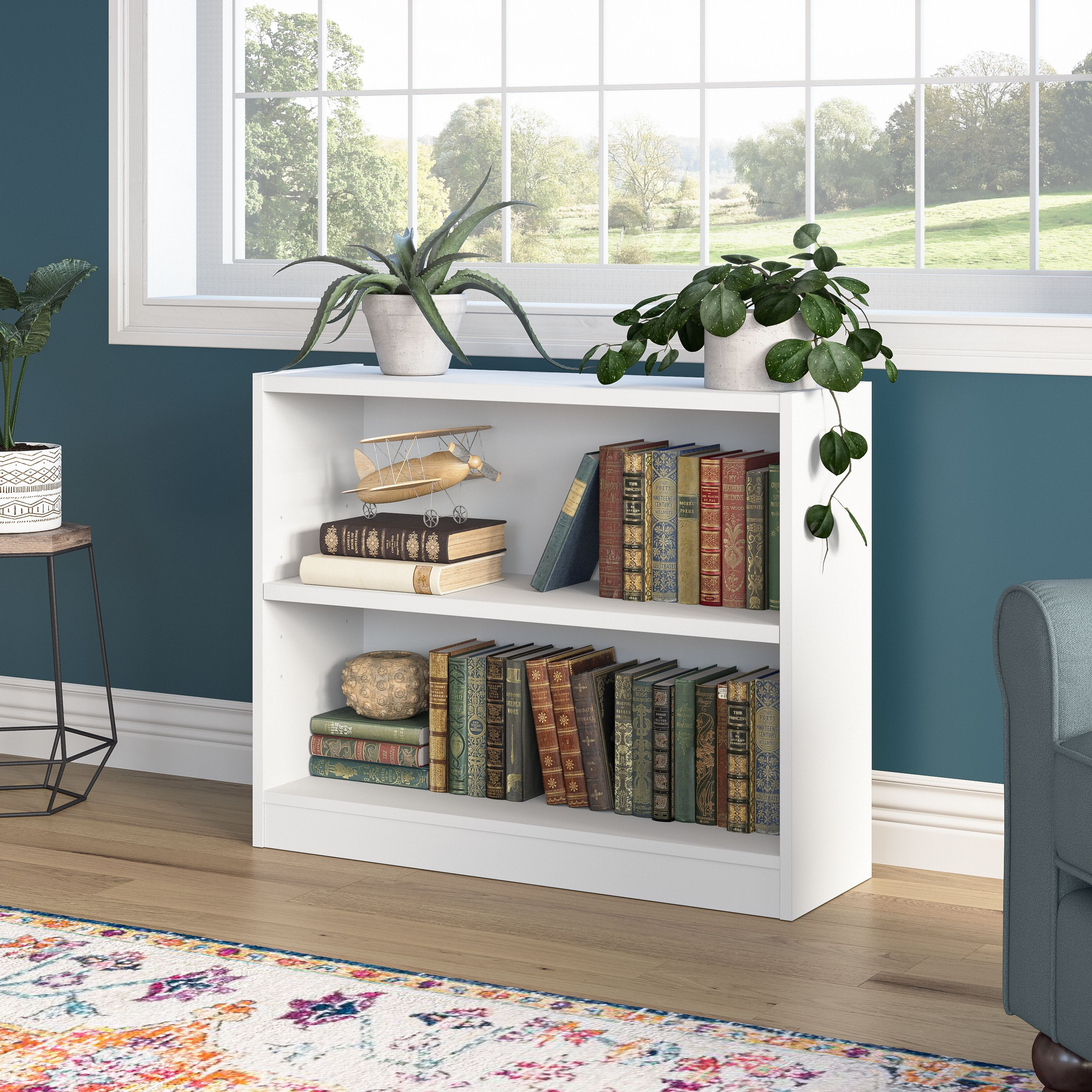 Shop Bush Furniture Universal Small 2 Shelf Bookcase 01 WL12413 #color_white