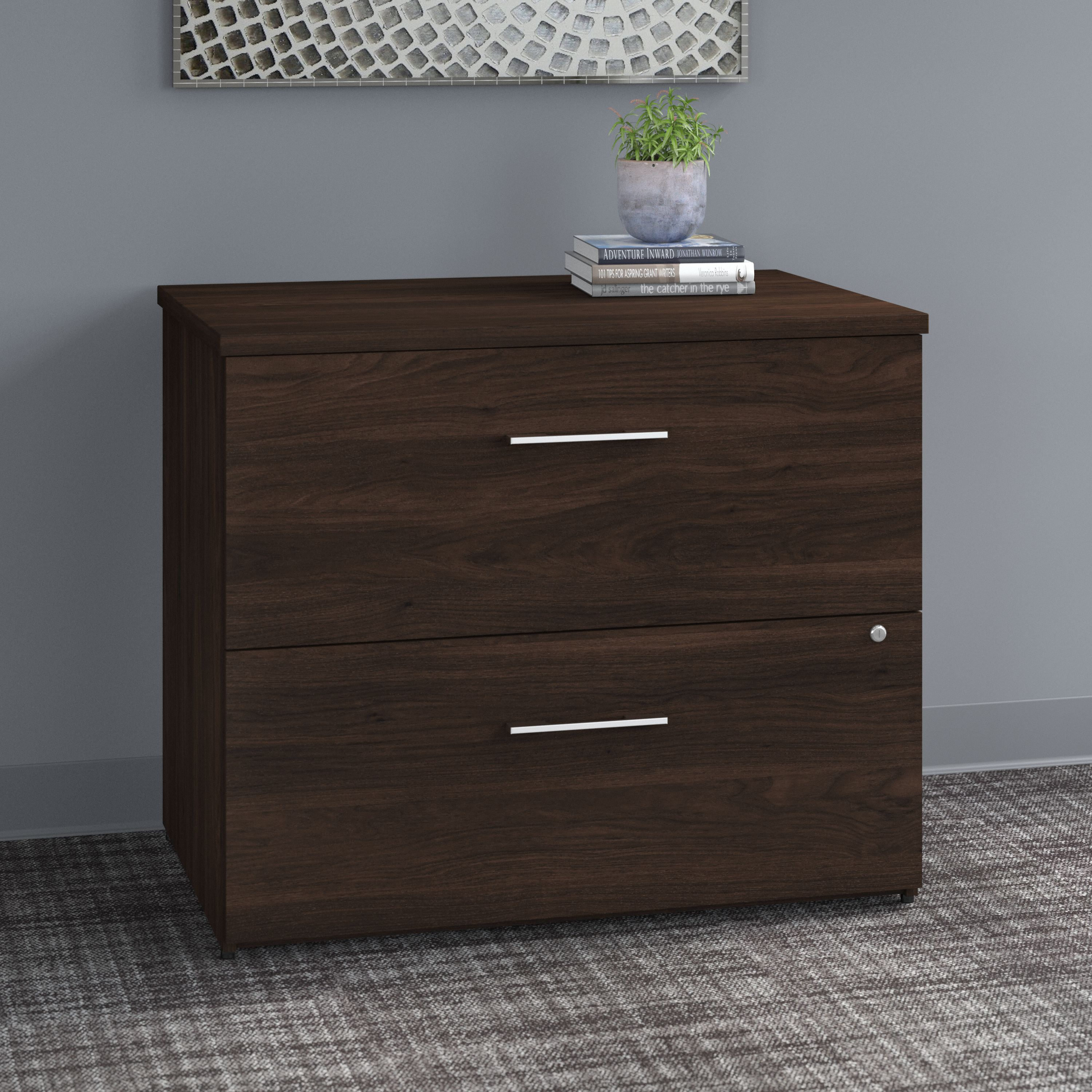 Shop Bush Business Furniture Office 500 36W 2 Drawer Lateral File Cabinet - Assembled 01 OFF136BWSU #color_black walnut