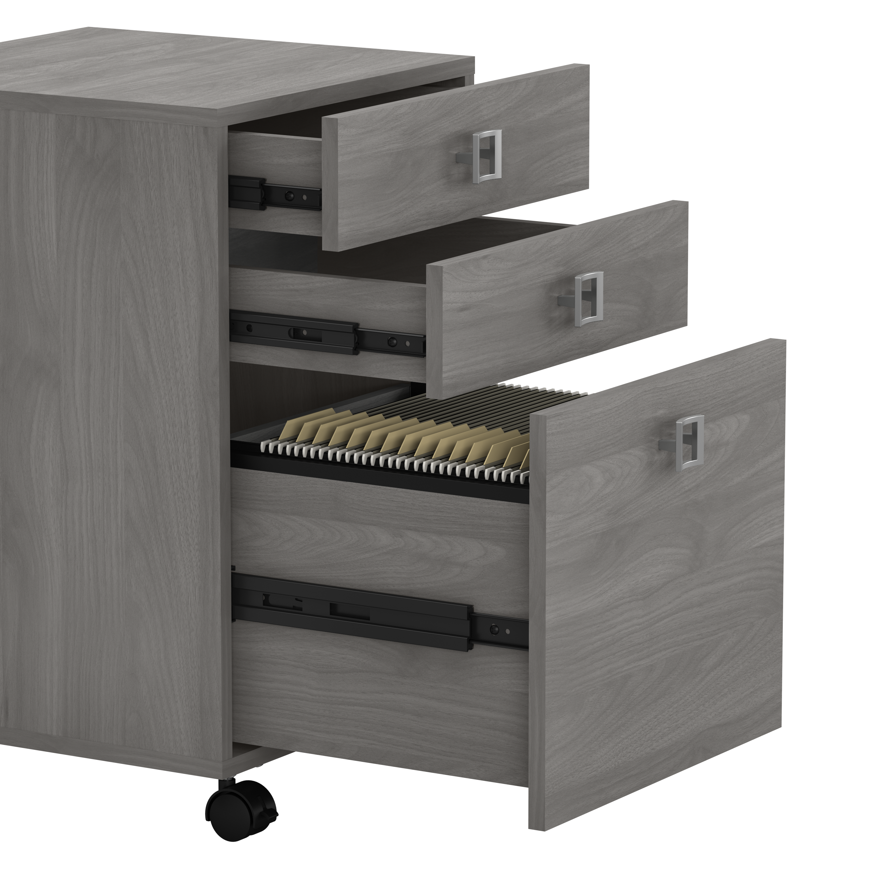 Shop Bush Business Furniture Echo L Shaped Desk with Mobile File Cabinet 03 ECH008MG #color_modern gray