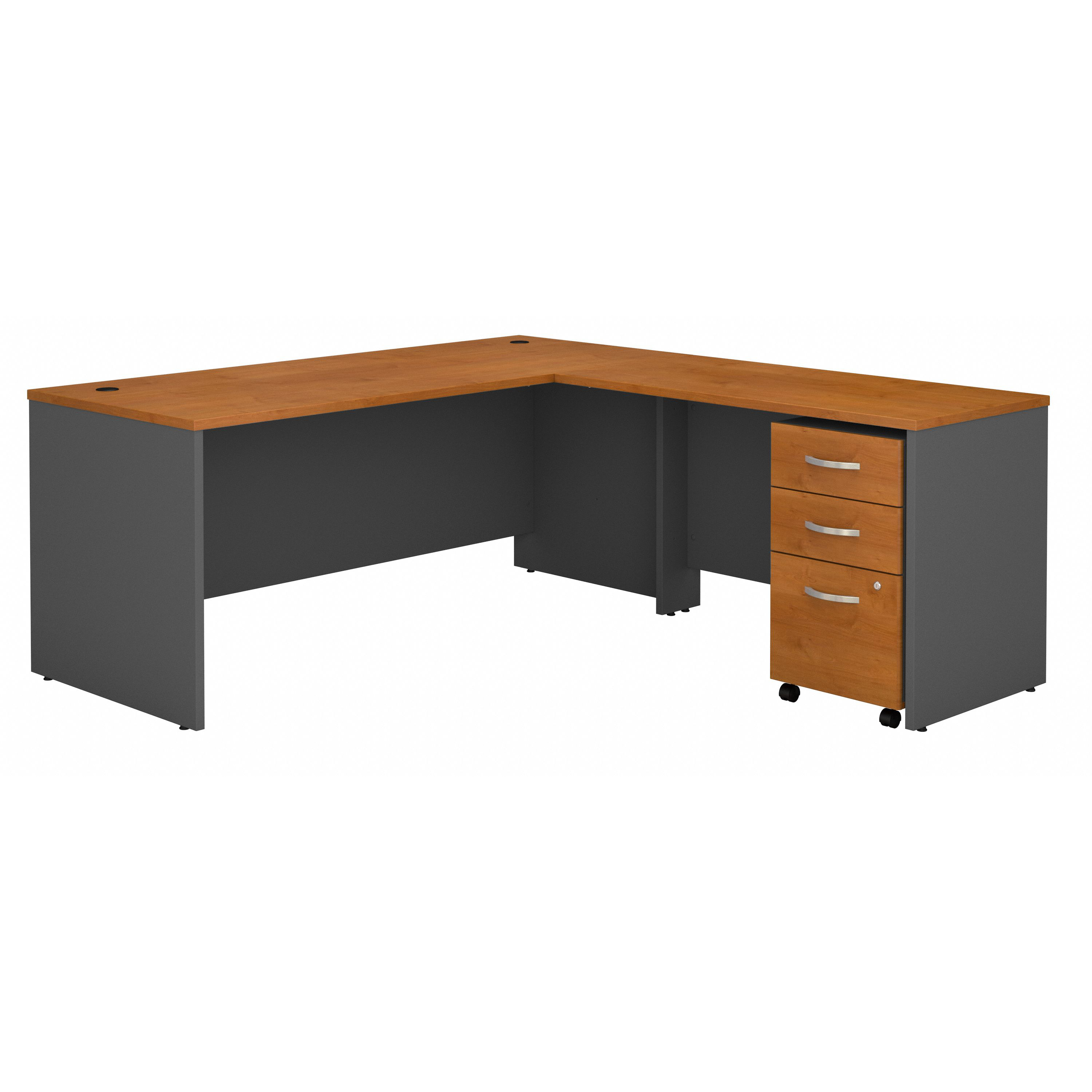 Shop Bush Business Furniture Series C 72W L Shaped Desk with 48W Return and Mobile File Cabinet 02 SRC001NCSU #color_natural cherry/graphite gray