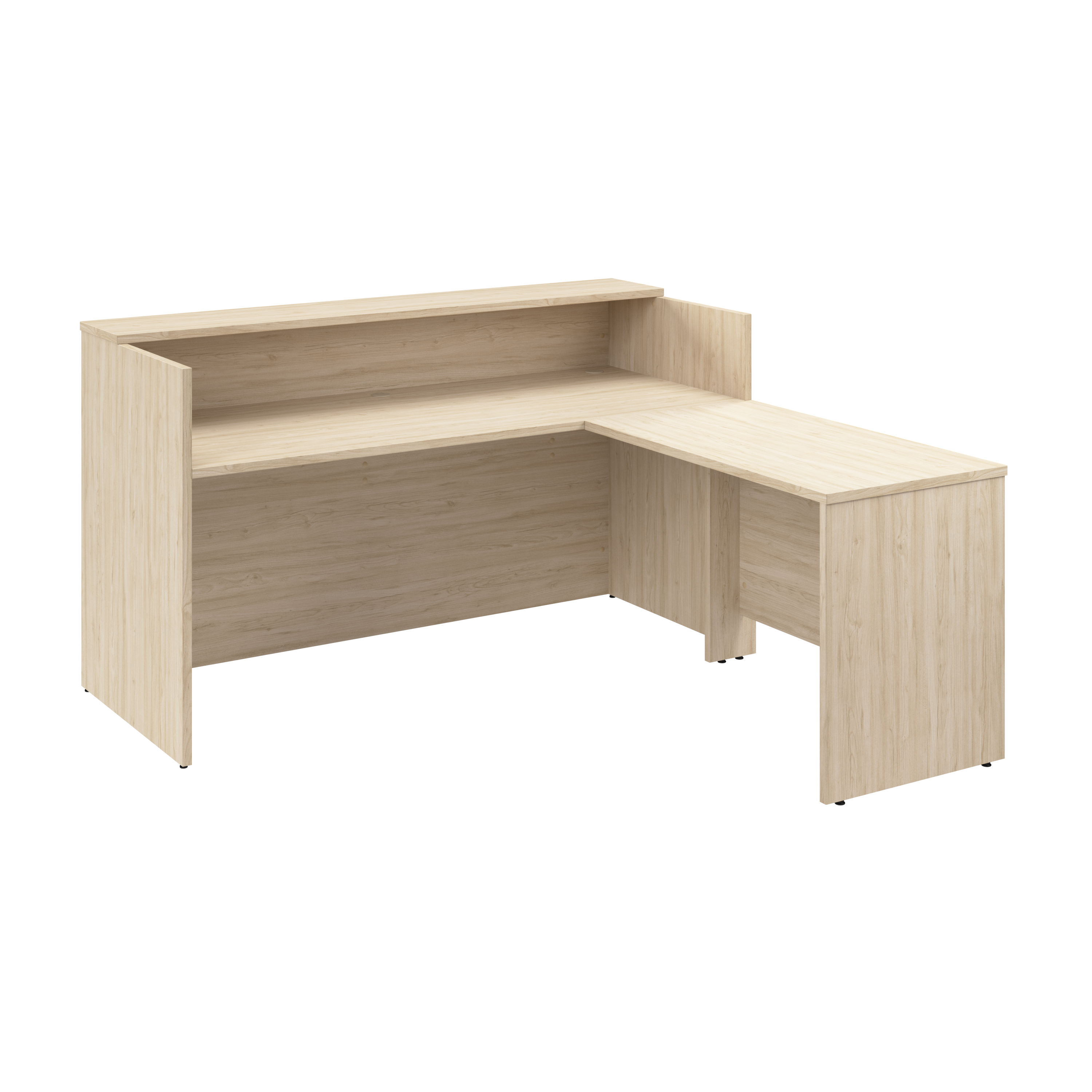 Shop Bush Business Furniture Arrive 72W x 72D L Shaped Reception Desk with Shelf 02 ARV006NE #color_natural elm