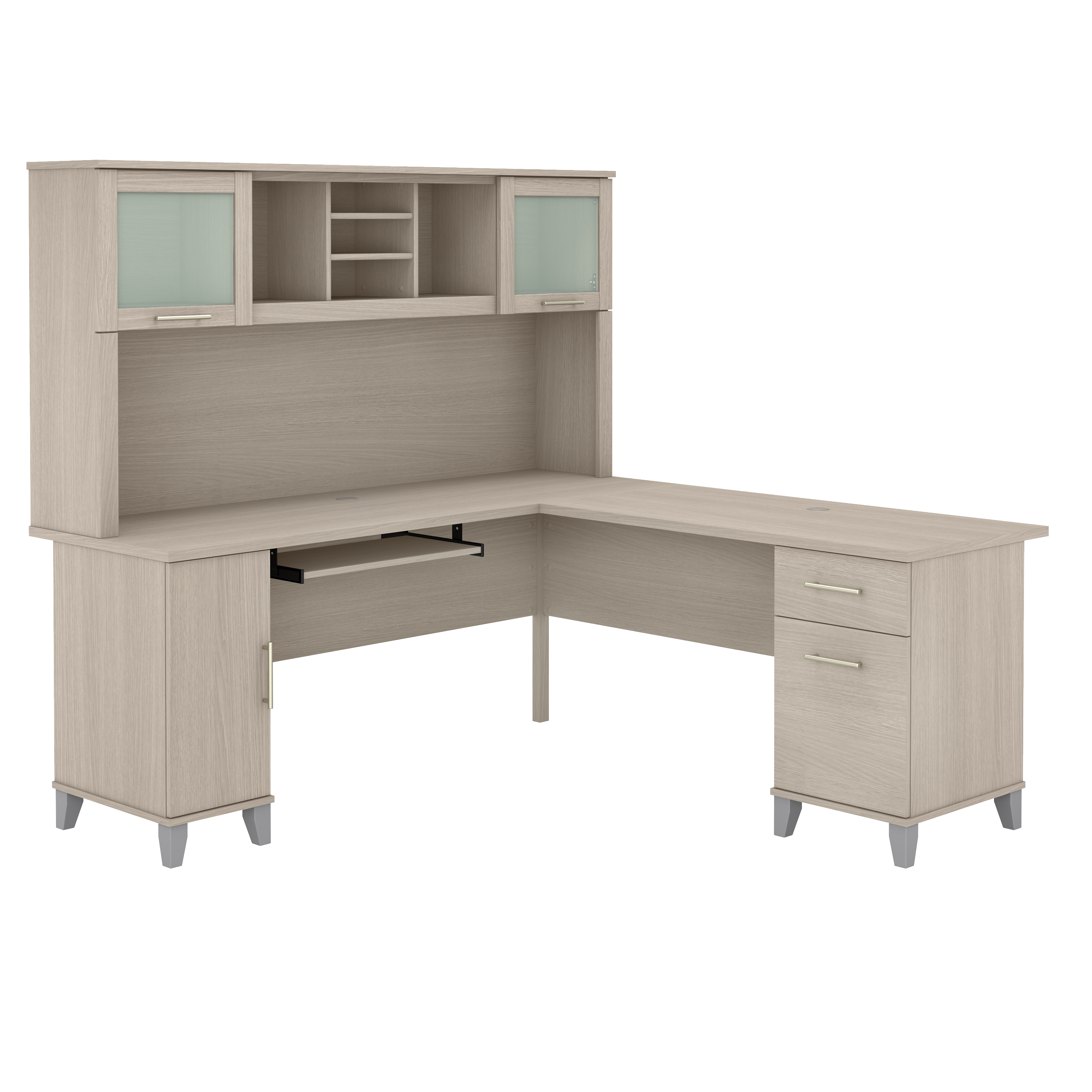 Shop Bush Furniture Somerset 72W L Shaped Desk with Hutch 02 SET001SO #color_sand oak