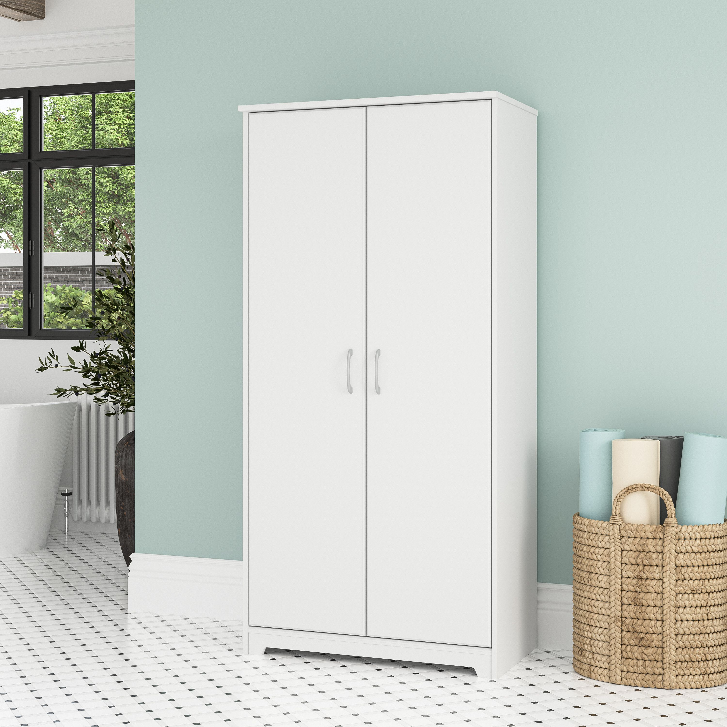 Shop Bush Furniture Cabot Tall Bathroom Storage Cabinet with Doors 01 WC31999-Z1 #color_white