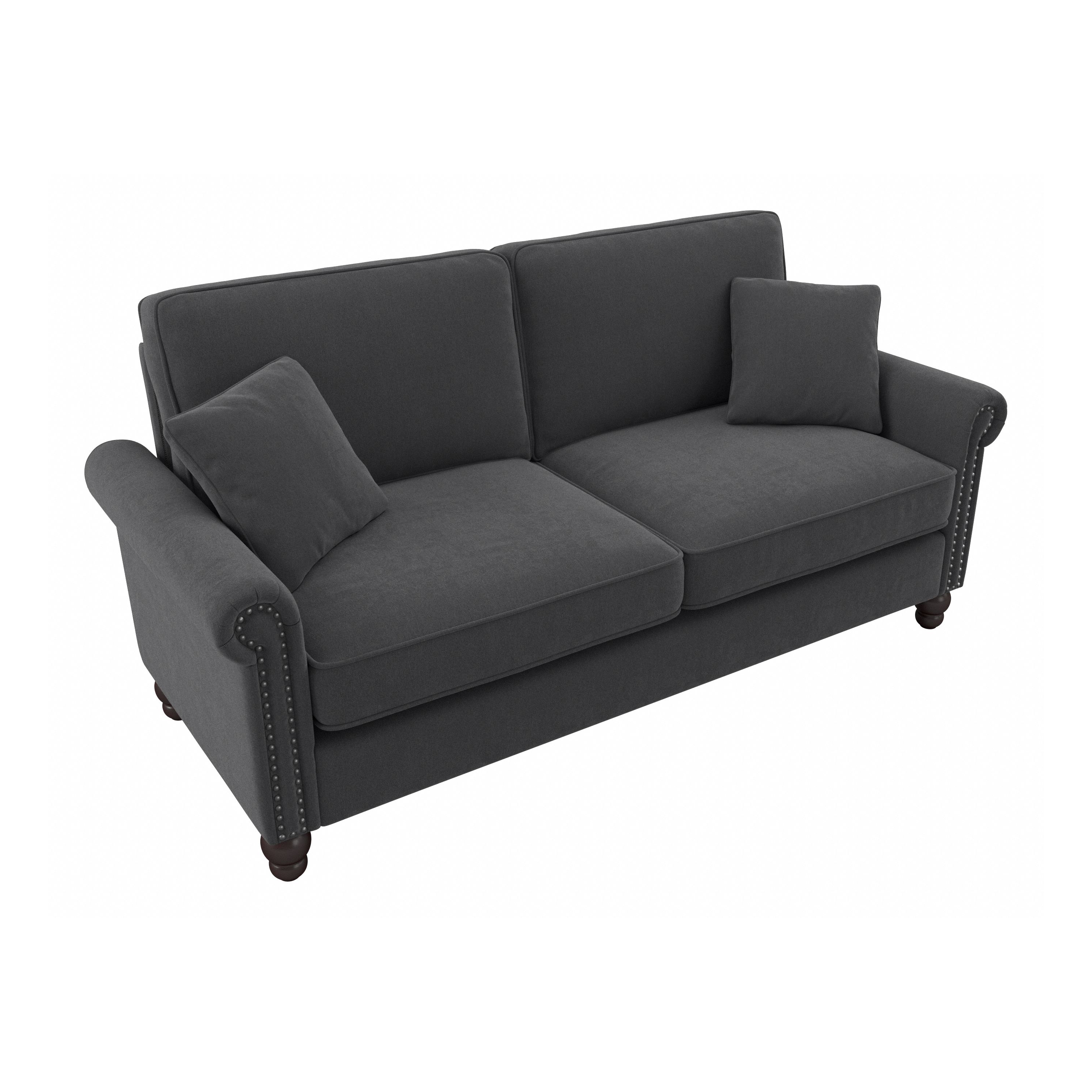 Shop Bush Furniture Coventry 73W Sofa 02 CVJ73BCGH-03K #color_charcoal gray herringbone fabr