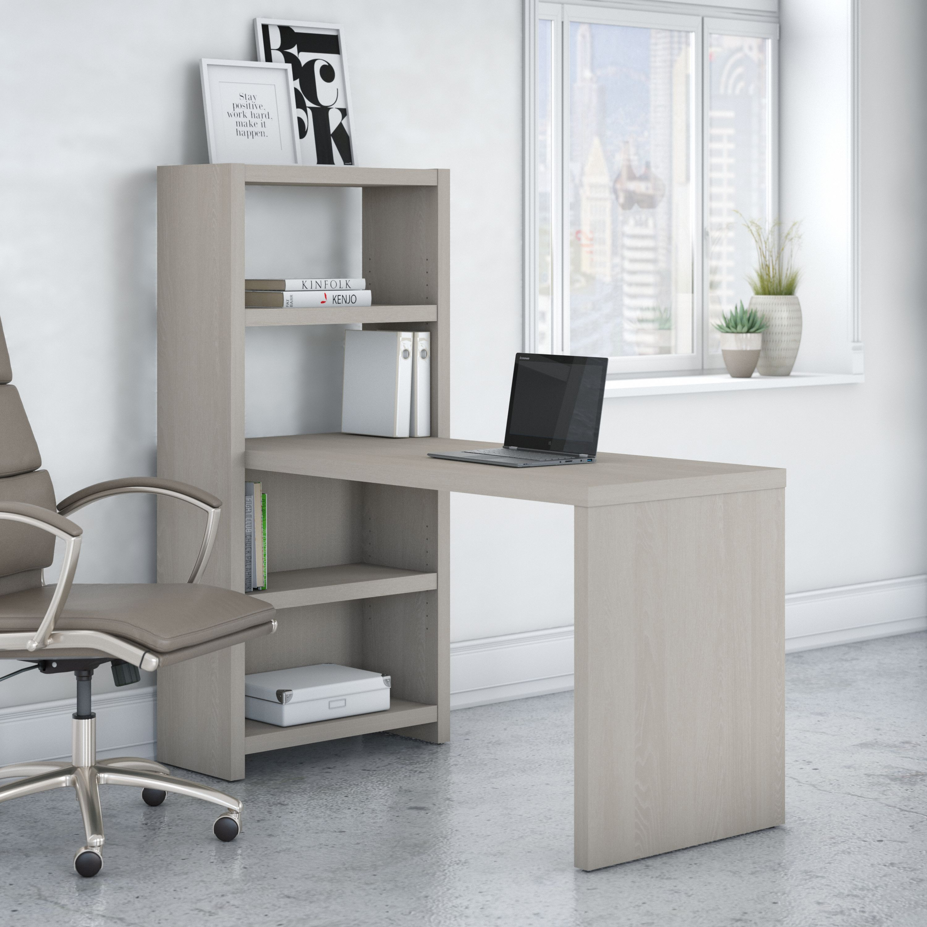 Shop Bush Business Furniture Echo 56W Bookcase Desk 01 KI60207-03 #color_gray sand