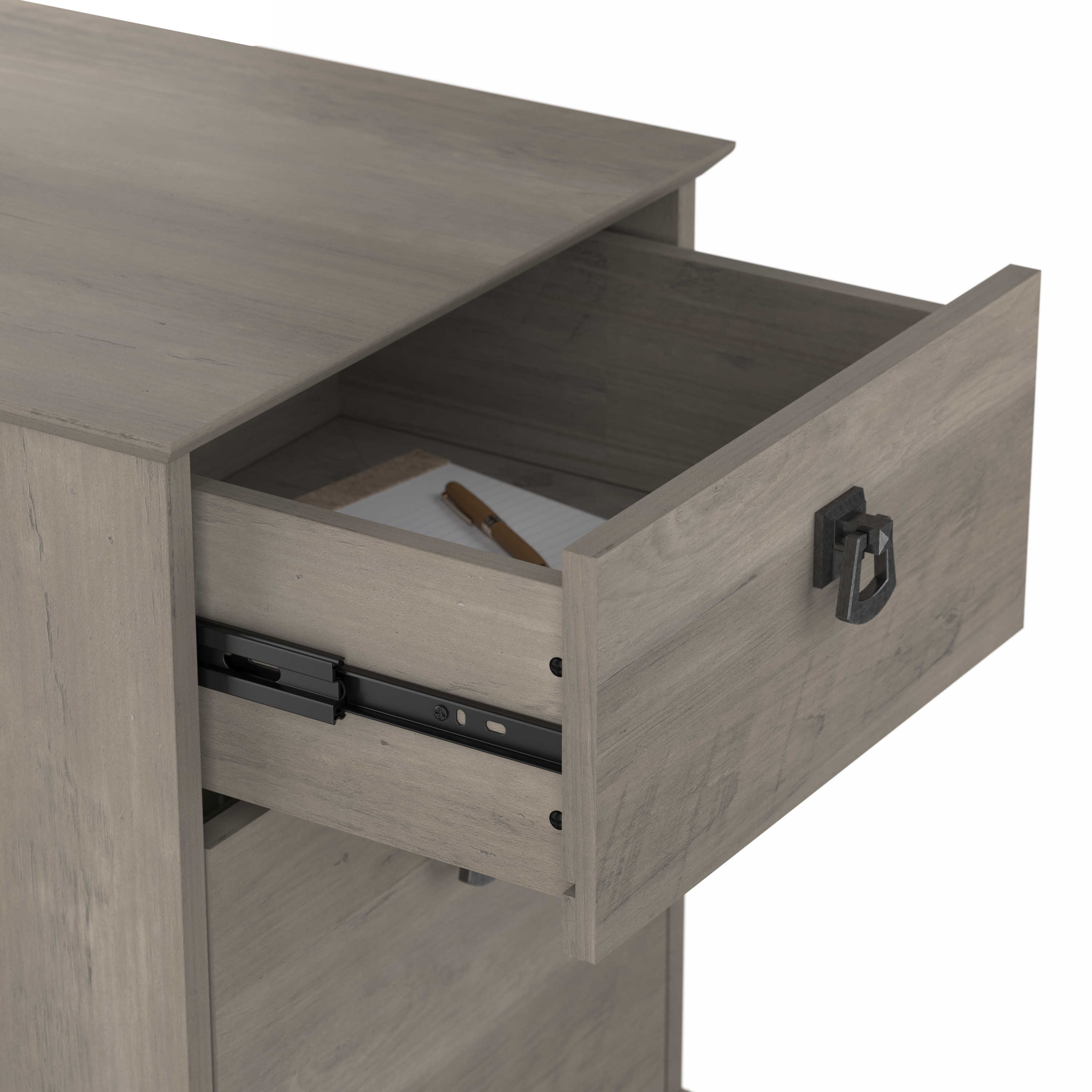 Shop Bush Furniture Homestead 60W Farmhouse L Shaped Desk with Mobile File Cabinet 04 HOT002DG #color_driftwood gray