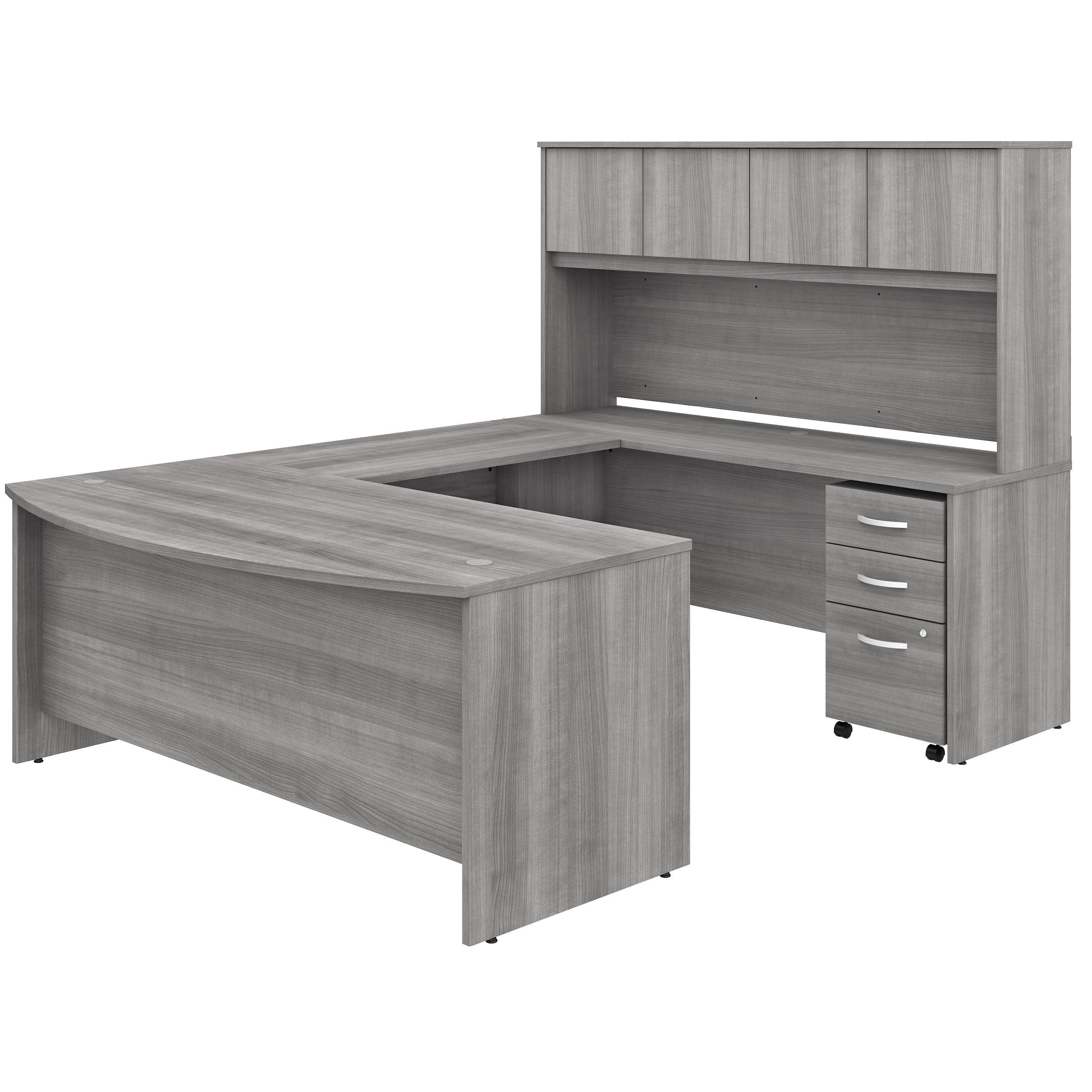 Shop Bush Business Furniture Studio C 72W x 36D U Shaped Desk with Hutch and Mobile File Cabinet 02 STC003PGSU #color_platinum gray