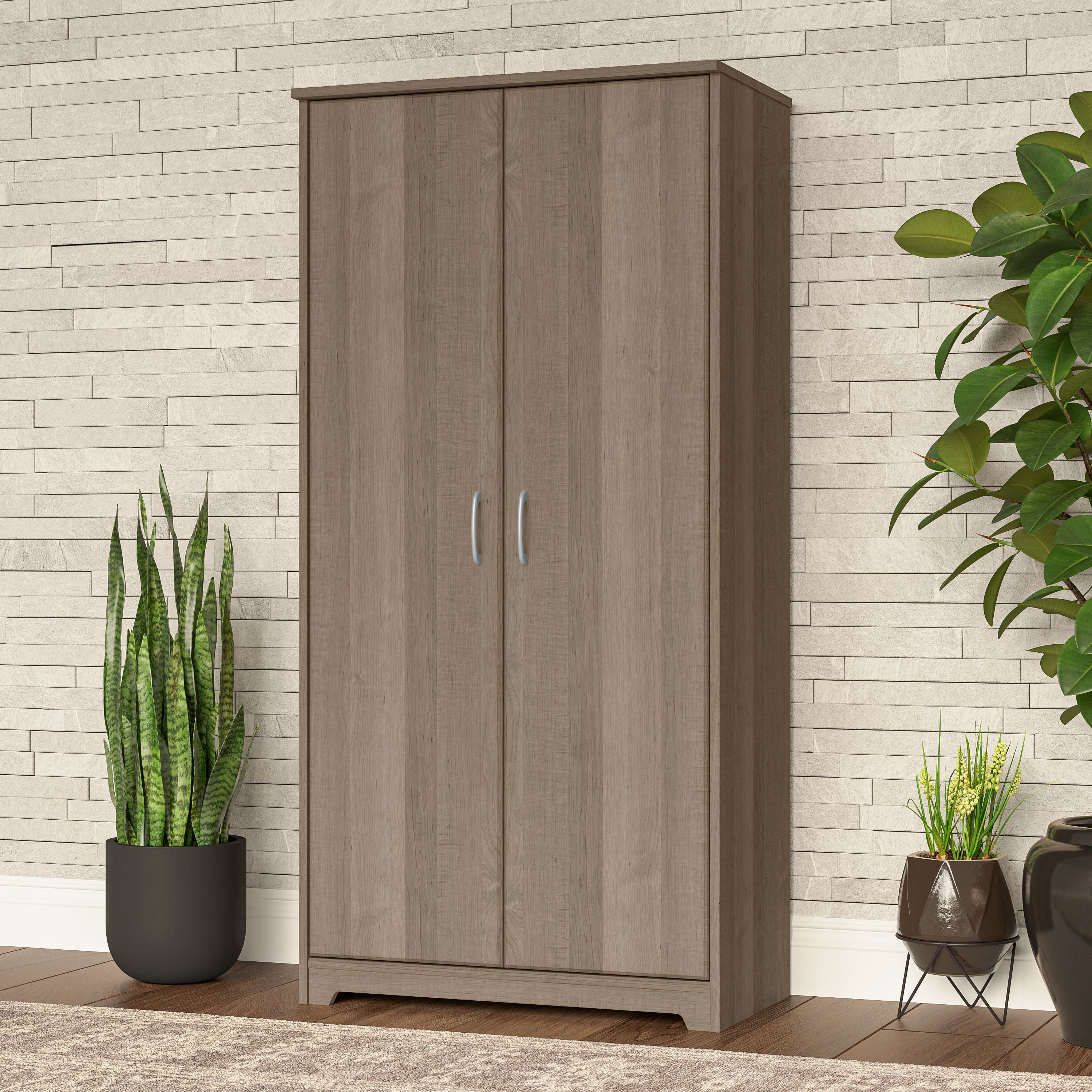 Shop Bush Furniture Cabot Tall Storage Cabinet with Doors 01 WC31299 #color_ash gray
