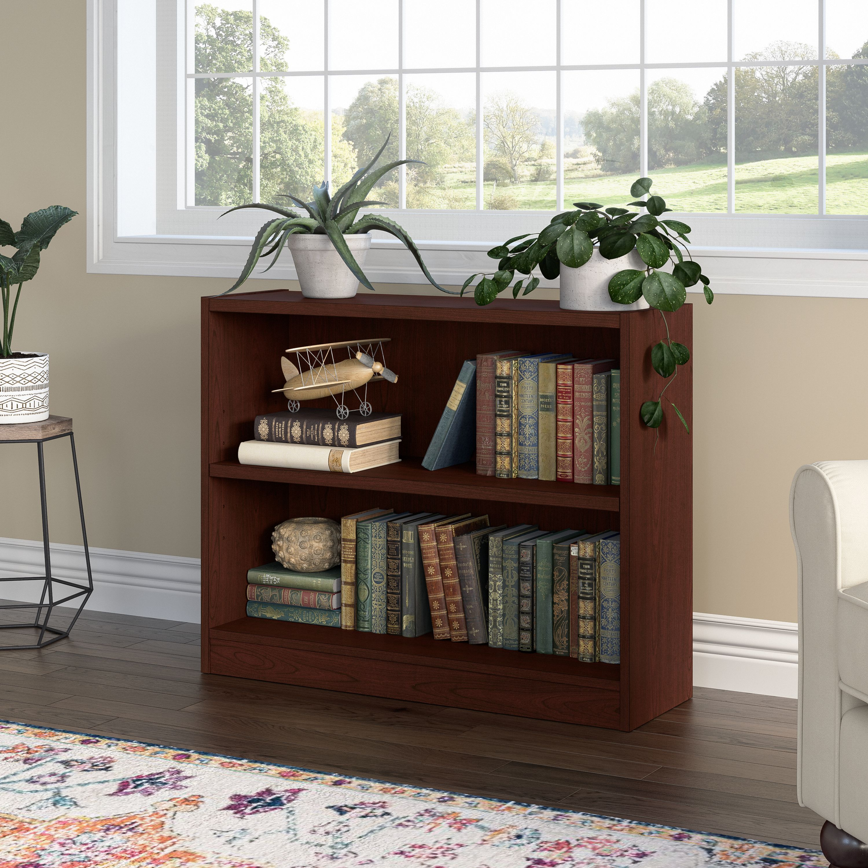 Shop Bush Furniture Universal Small 2 Shelf Bookcase 01 WL12447 #color_vogue cherry