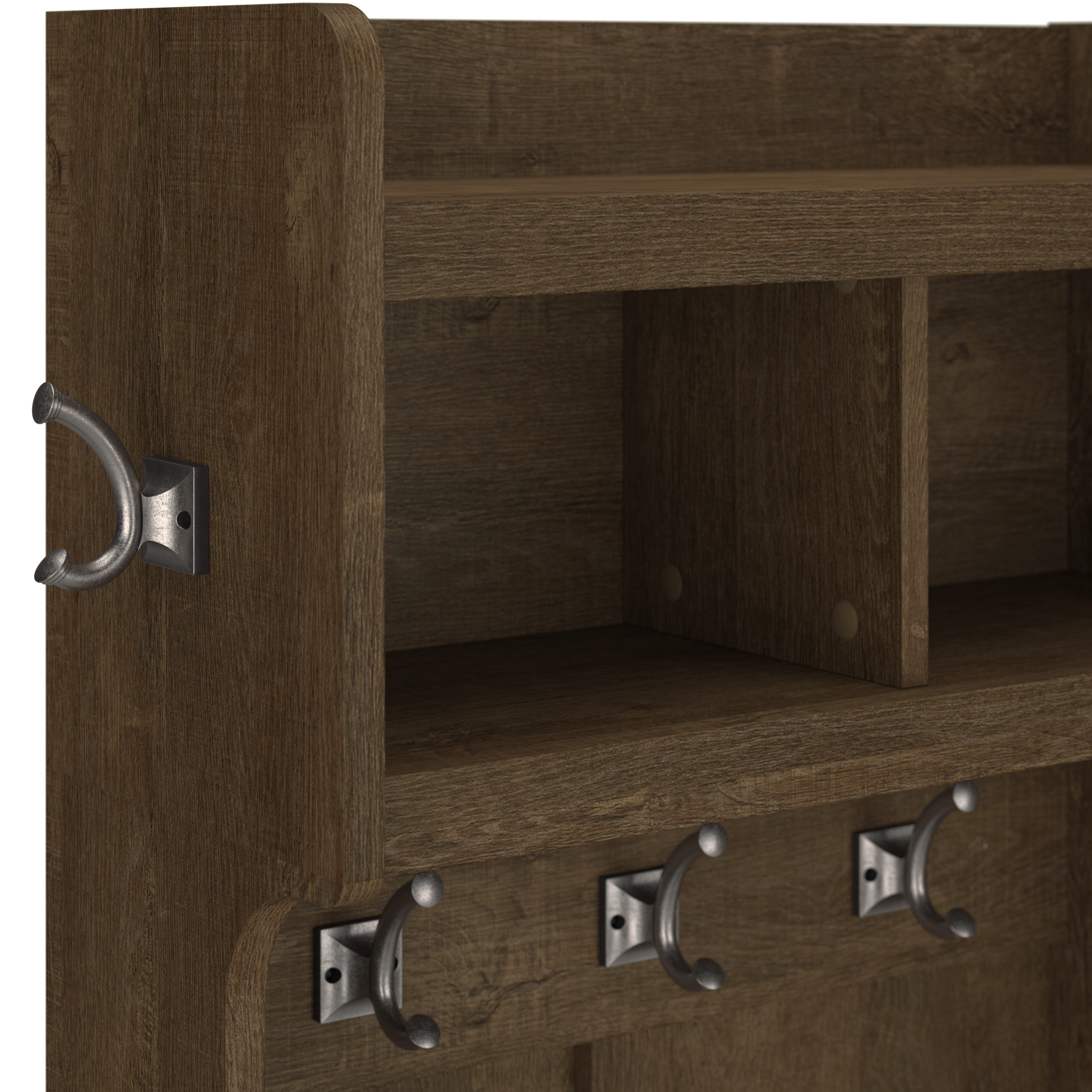 Shop Bush Furniture Woodland 40W Wall Mounted Coat Rack with Shelf 03 WDH340ABR-03 #color_ash brown