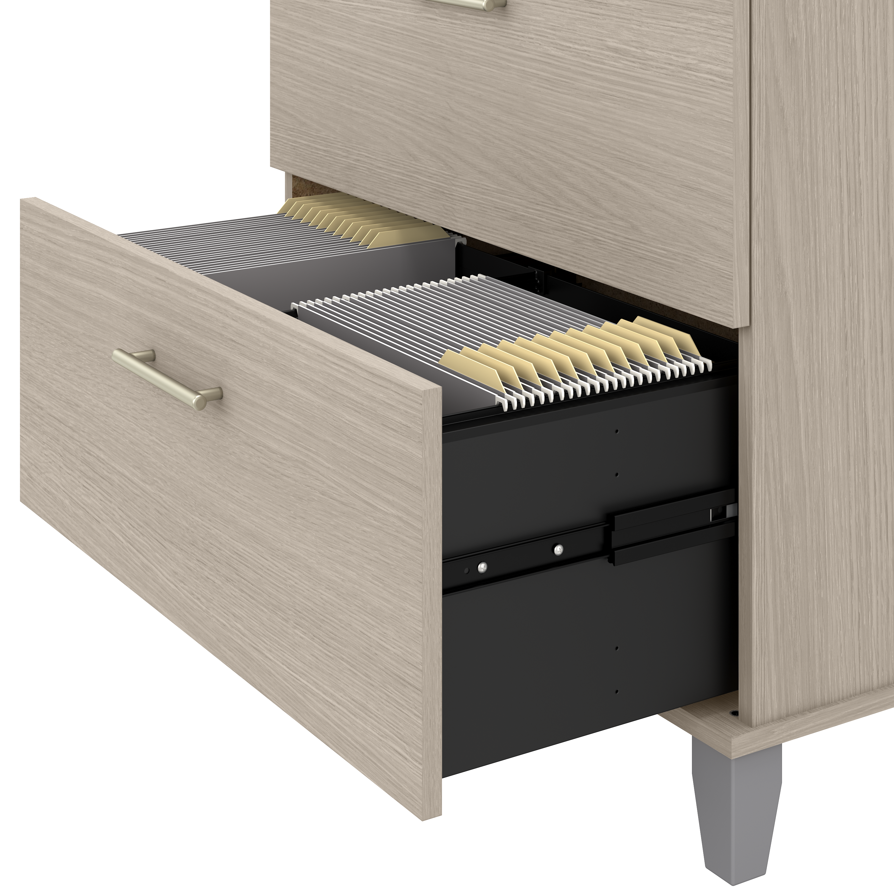 Shop Bush Furniture Somerset 72W 3 Position Sit to Stand L Shaped Desk with Hutch and File Cabinet 05 SET016SO #color_sand oak