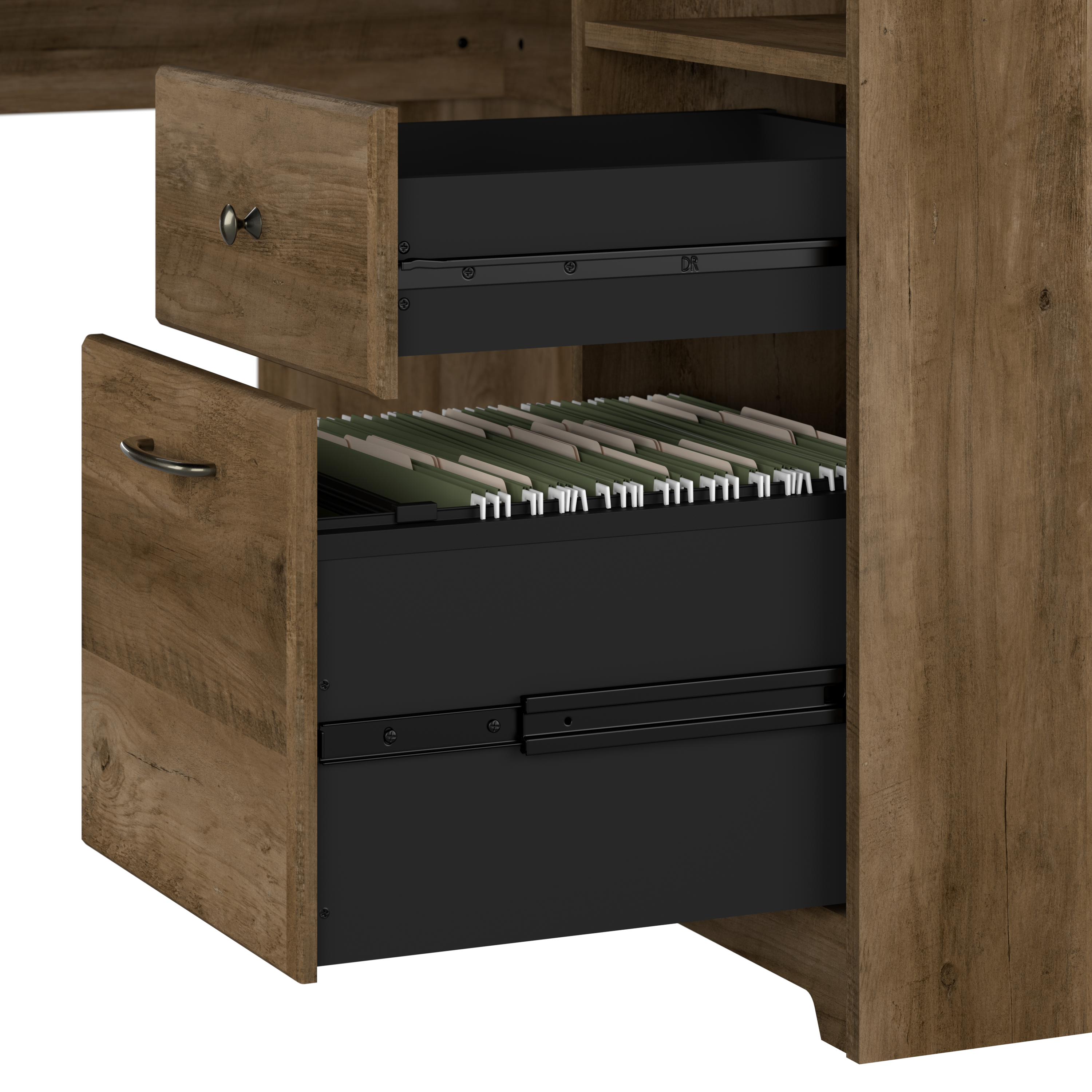 Shop Bush Furniture Cabot 60W L Shaped Computer Desk with Storage 03 WC31530K #color_reclaimed pine