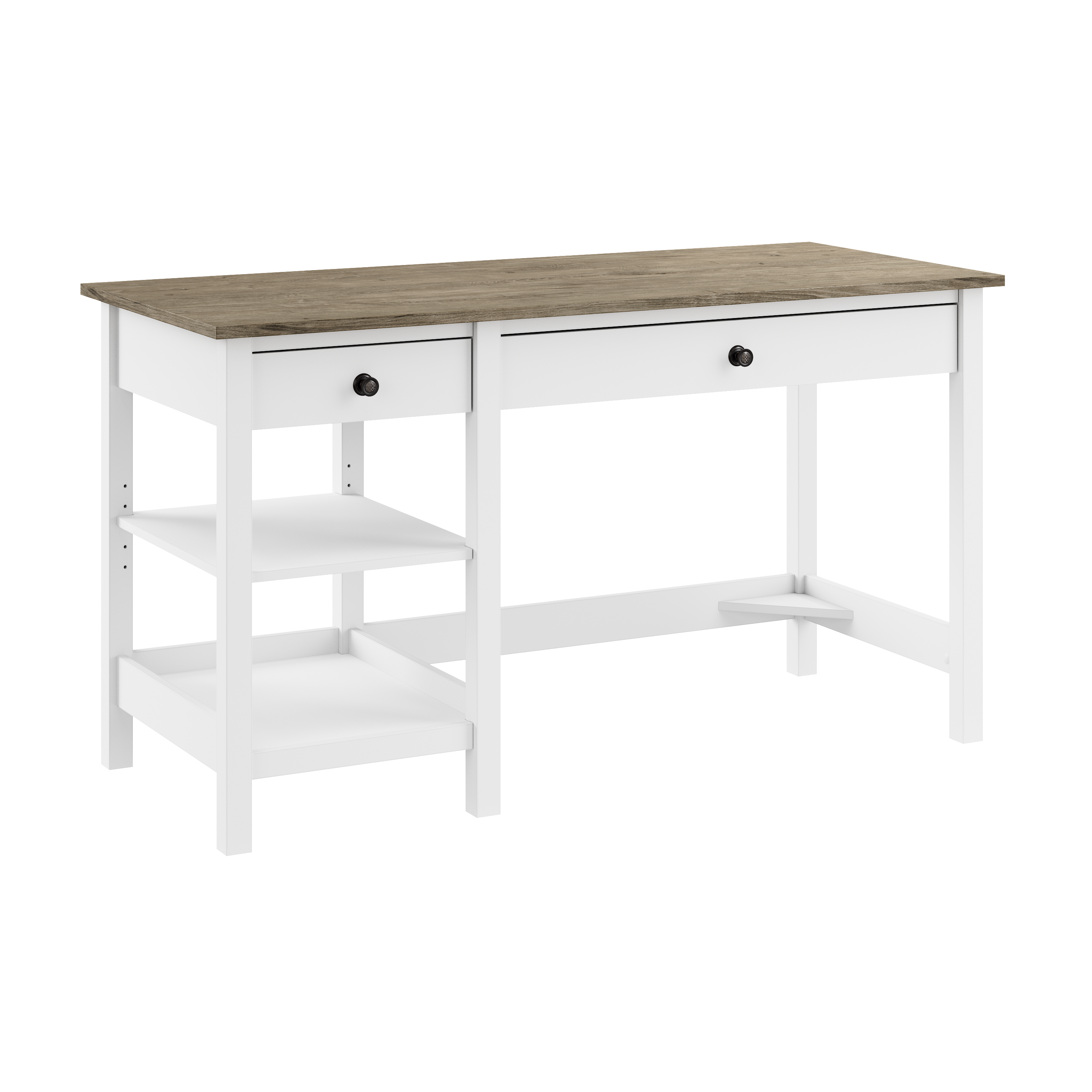 Shop Bush Furniture Mayfield 54W Computer Desk with Shelves 02 MAD154GW2-03 #color_shiplap gray/pure white