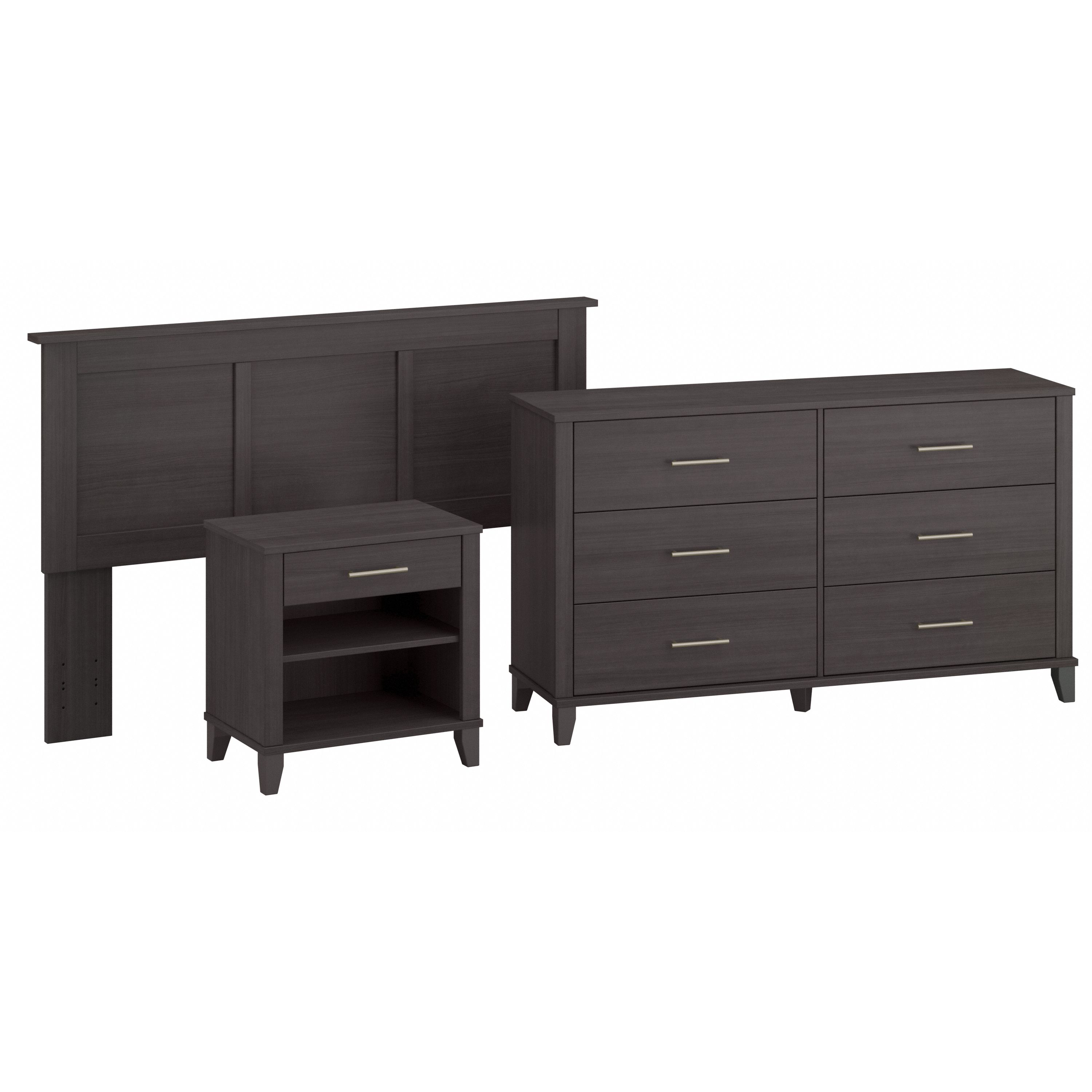 Shop Bush Furniture Somerset Full/Queen Size Headboard, Dresser and Nightstand Bedroom Set 02 SET003SG #color_storm gray