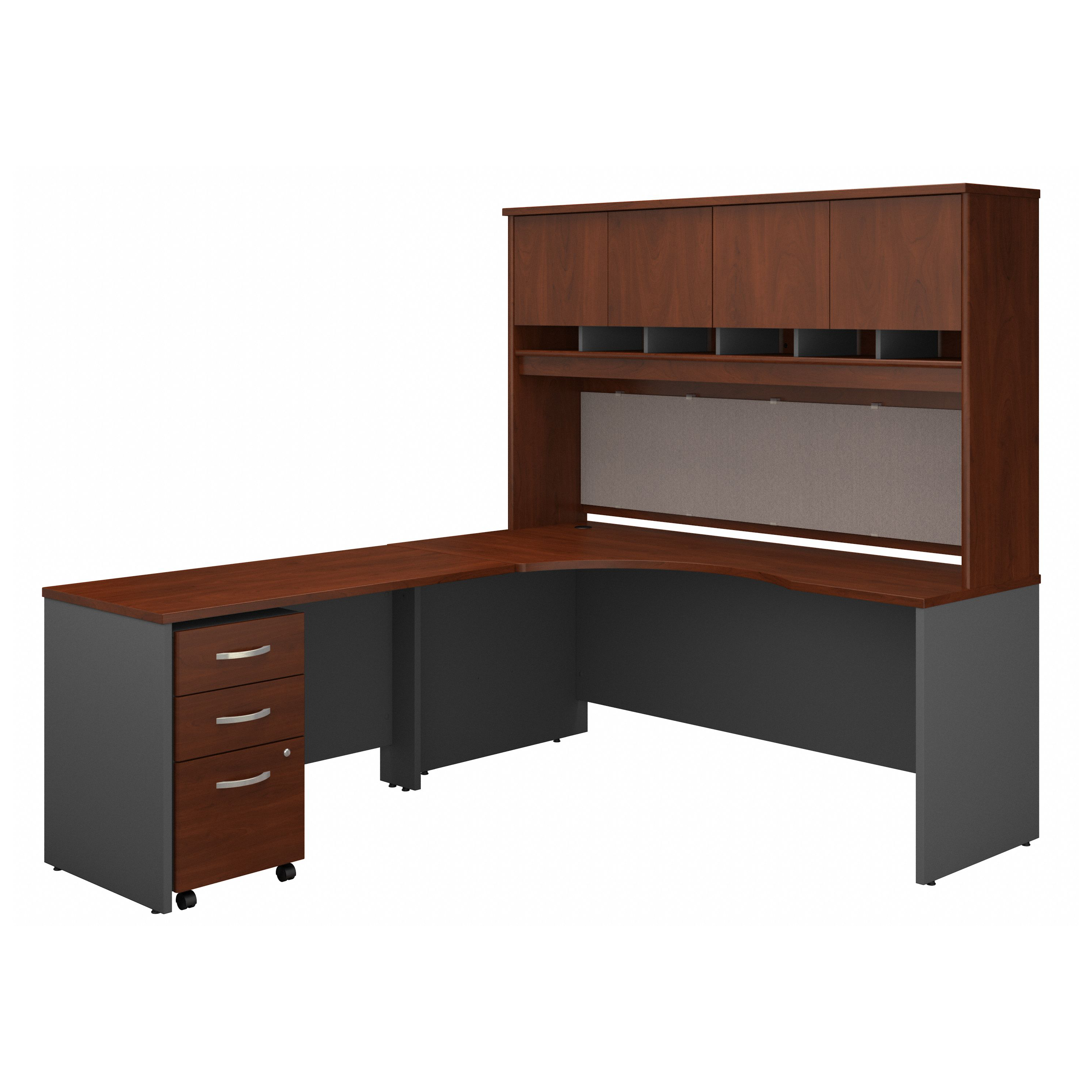 Shop Bush Business Furniture Series C 72W Left Handed Corner Desk with Hutch and Mobile File Cabinet 02 SRC088HCSU #color_hansen cherry/graphite gray