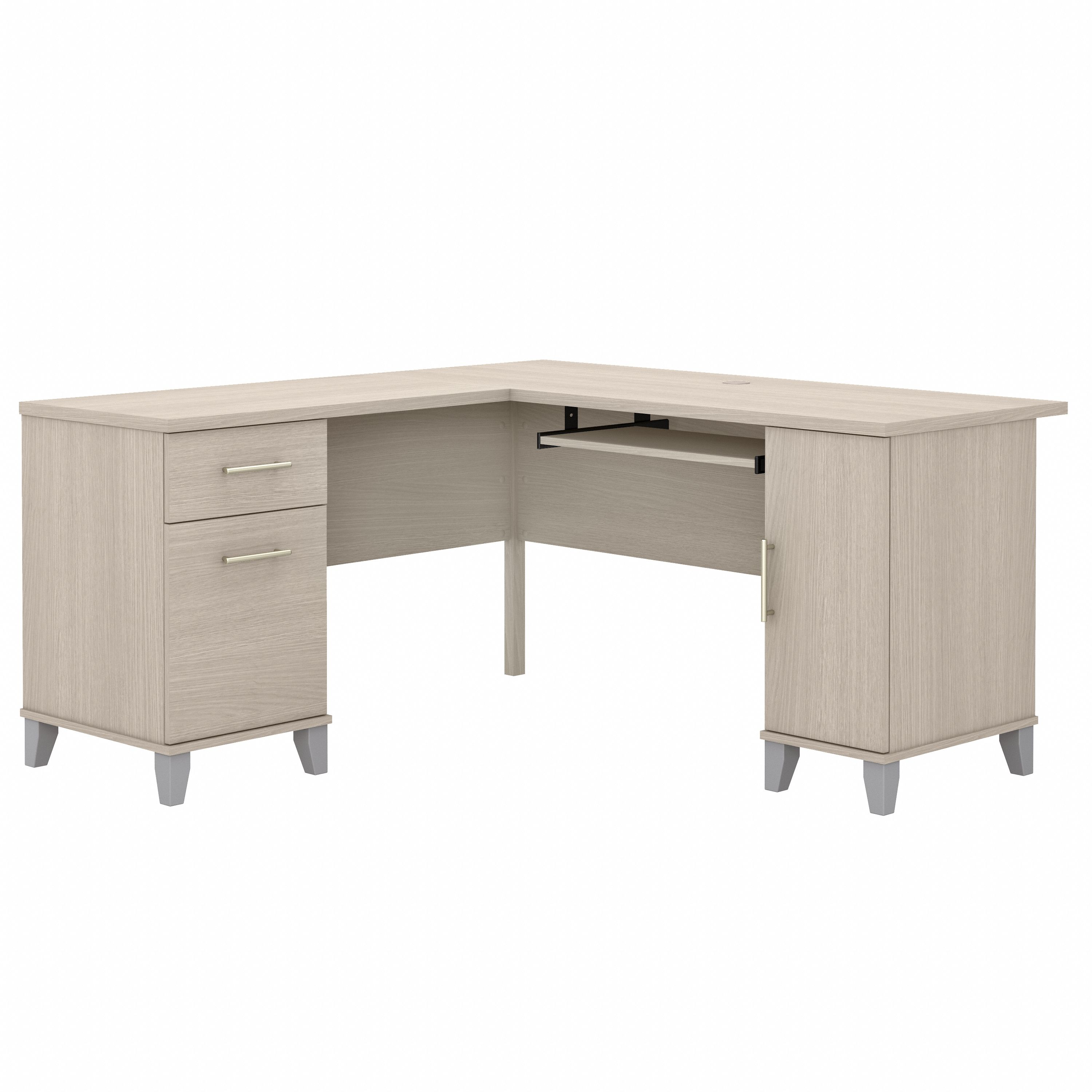 Shop Bush Furniture Somerset 60W L Shaped Desk with Storage 02 WC81130K #color_sand oak