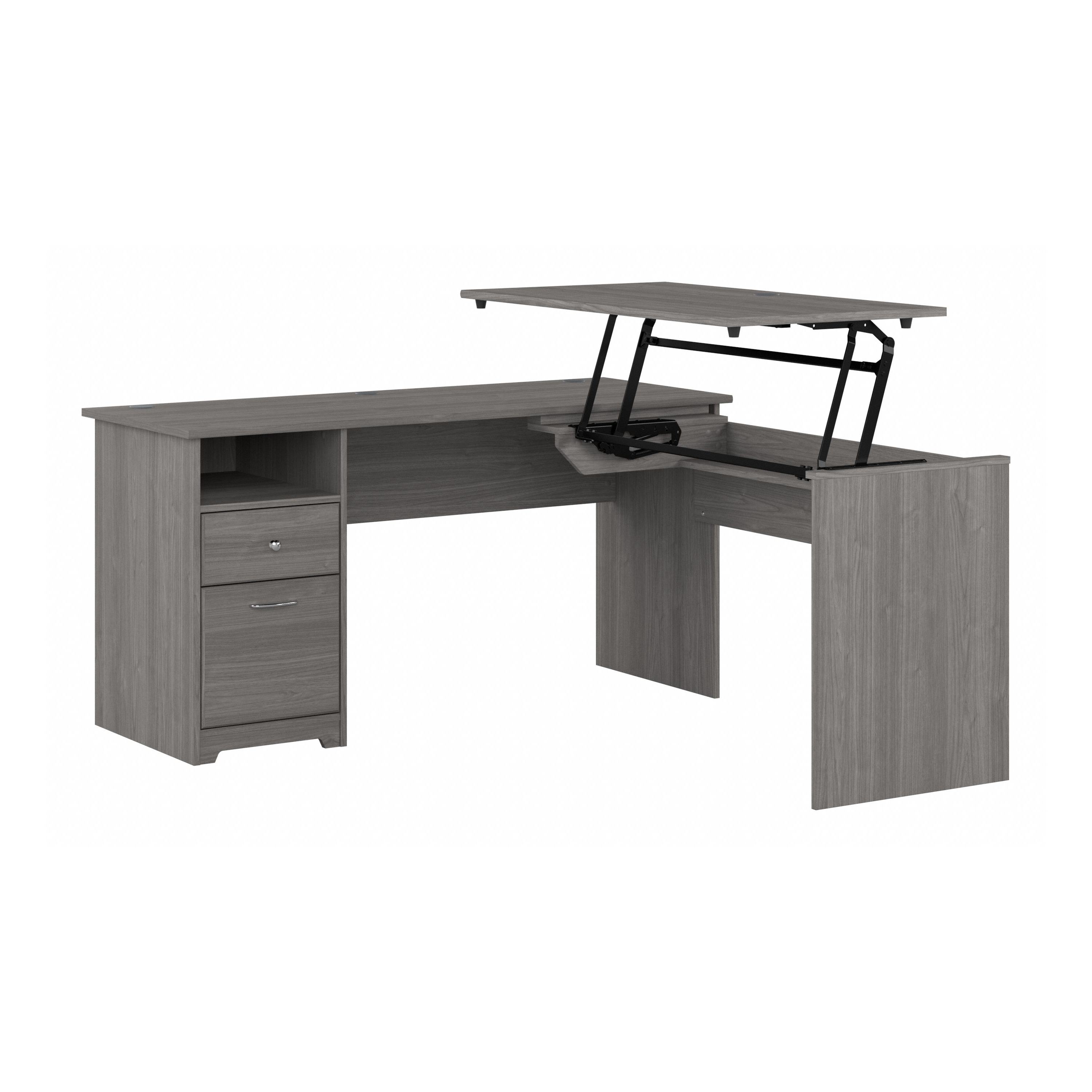 Shop Bush Furniture Cabot 60W 3 Position Sit to Stand L Shaped Desk 02 CAB043MG #color_modern gray