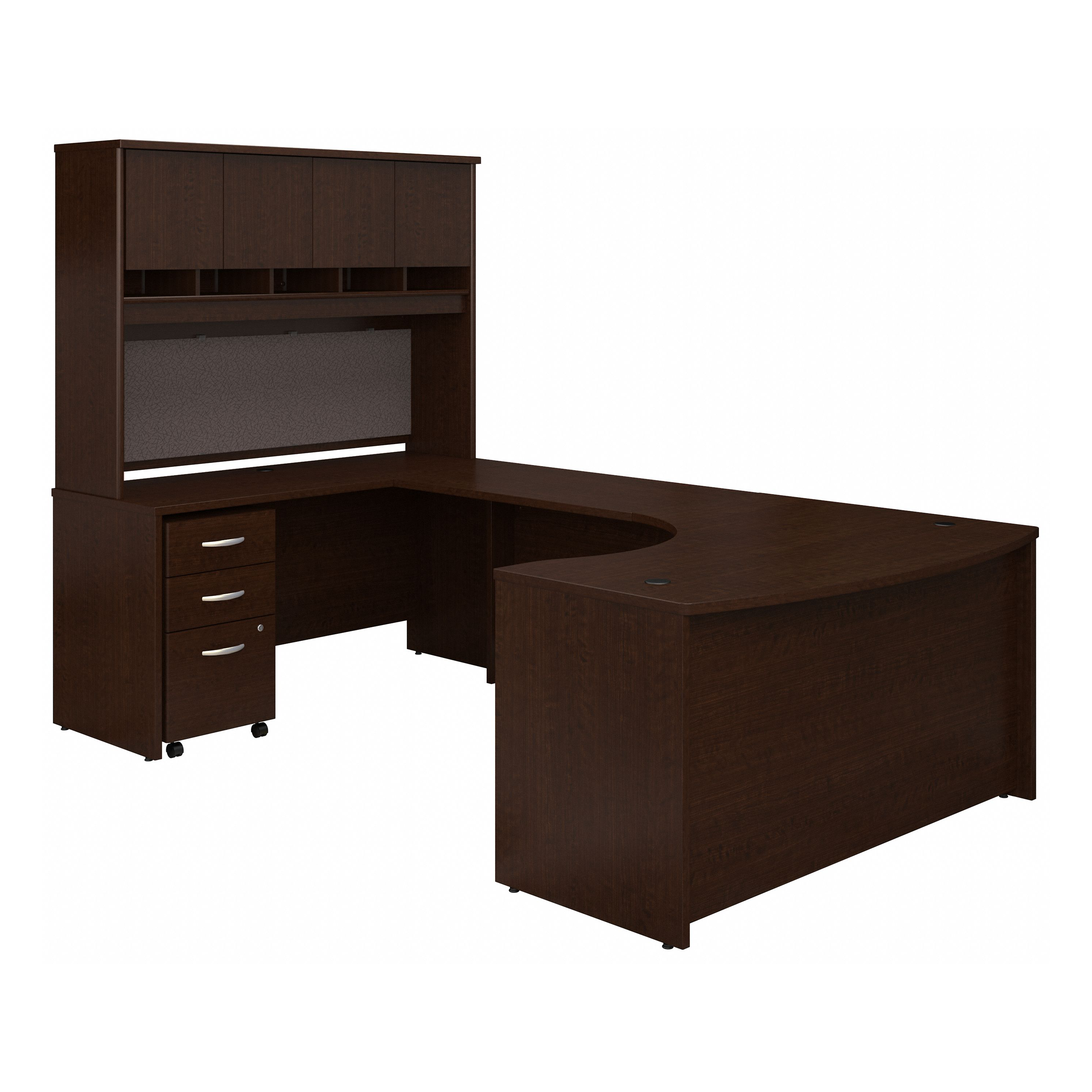 Shop Bush Business Furniture Series C 60W Left Handed Bow Front U Shaped Desk with Hutch and Storage 02 SRC093MRSU #color_mocha cherry