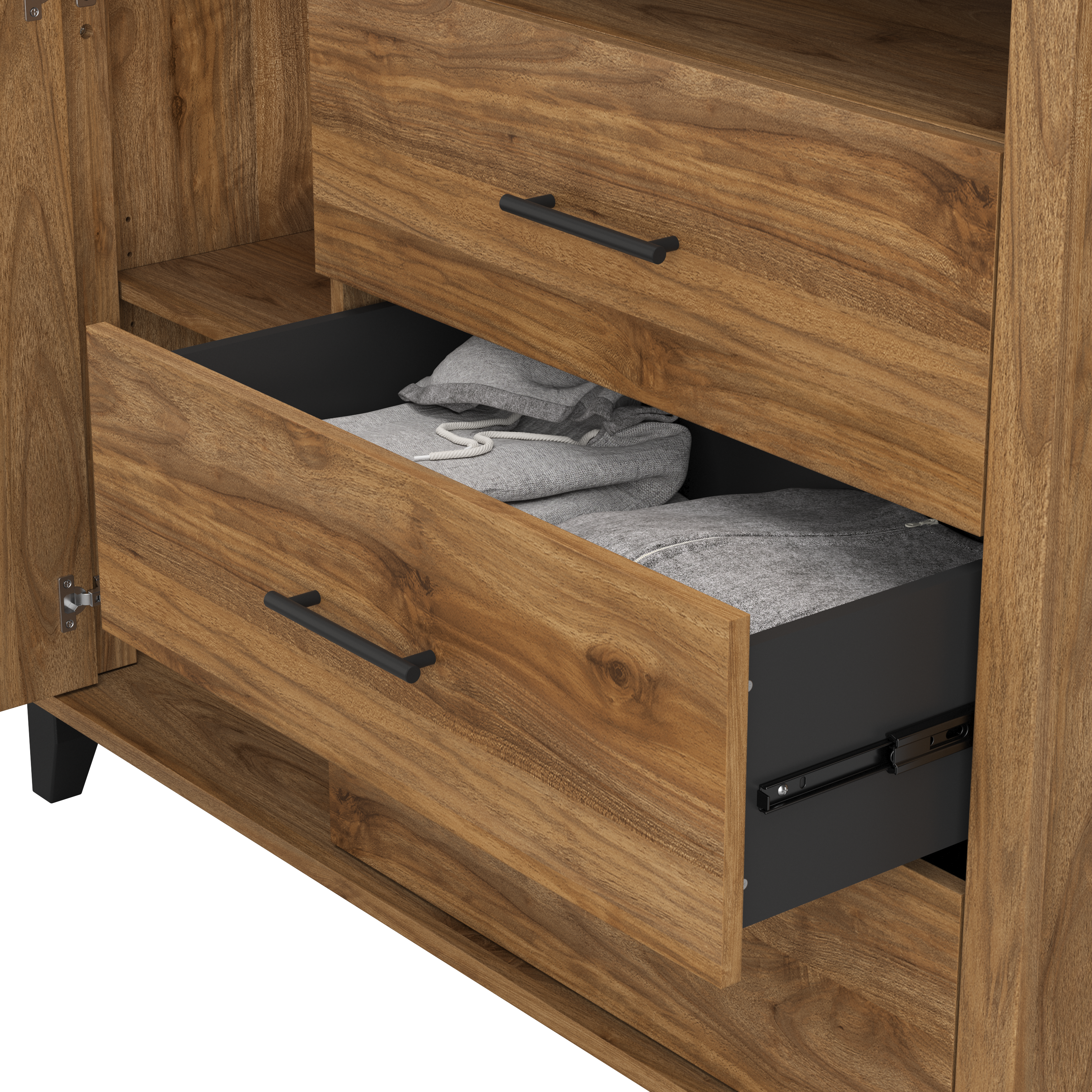 Shop Bush Furniture Somerset 3 Drawer Dresser and Bedroom TV Stand 03 STV148FWK #color_fresh walnut