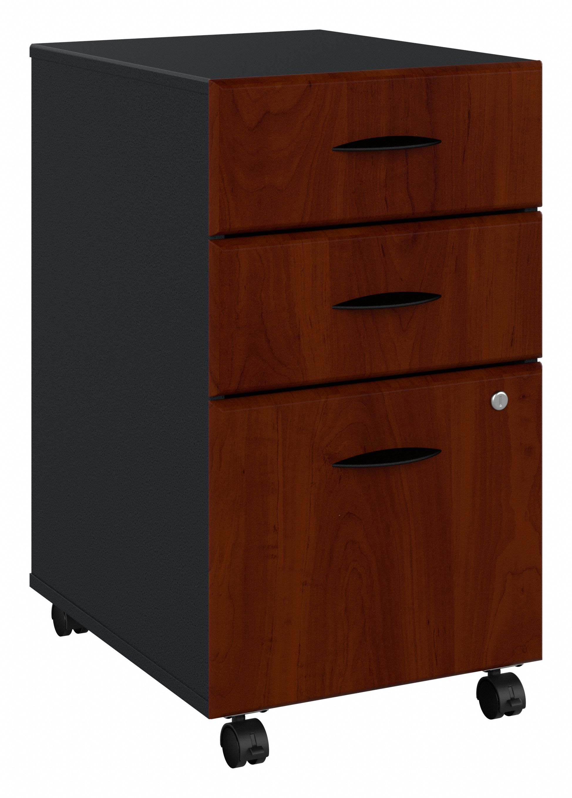 Shop Bush Business Furniture Series A 3 Drawer Mobile File Cabinet 02 WC94453PSU #color_hansen cherry/galaxy