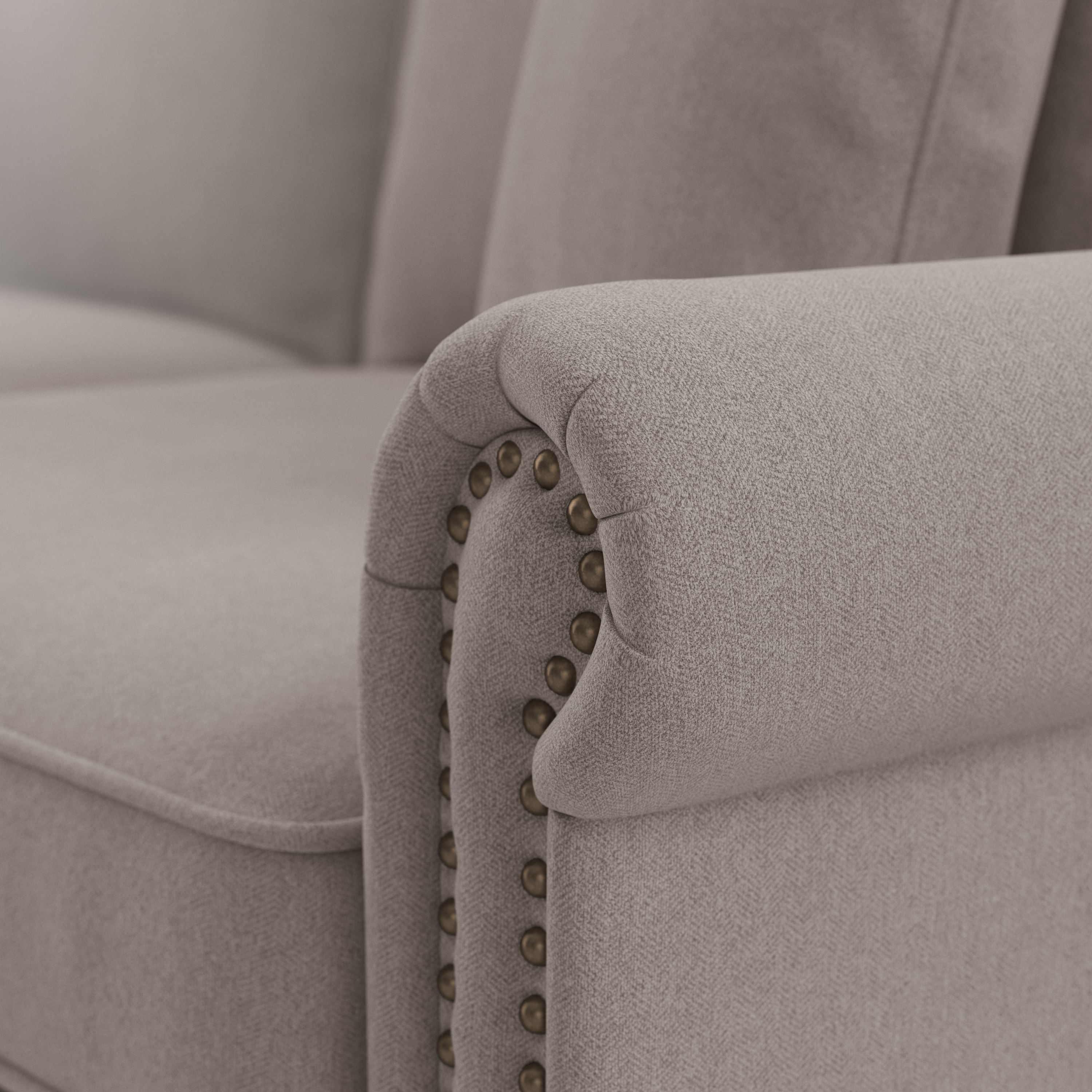 Shop Bush Furniture Coventry 125W U Shaped Sectional Couch 04 CVY123BBGH-03K #color_beige herringbone fabric