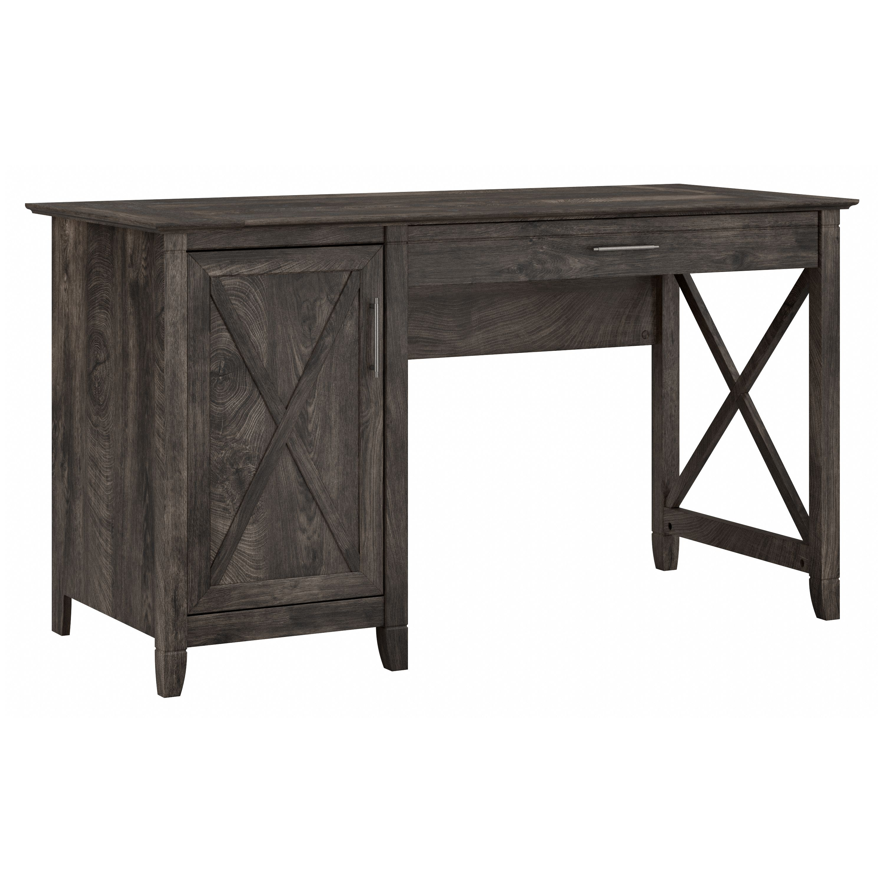 Shop Bush Furniture Key West 54W Computer Desk with Keyboard Tray and Storage 02 KWD154GH-03 #color_dark gray hickory