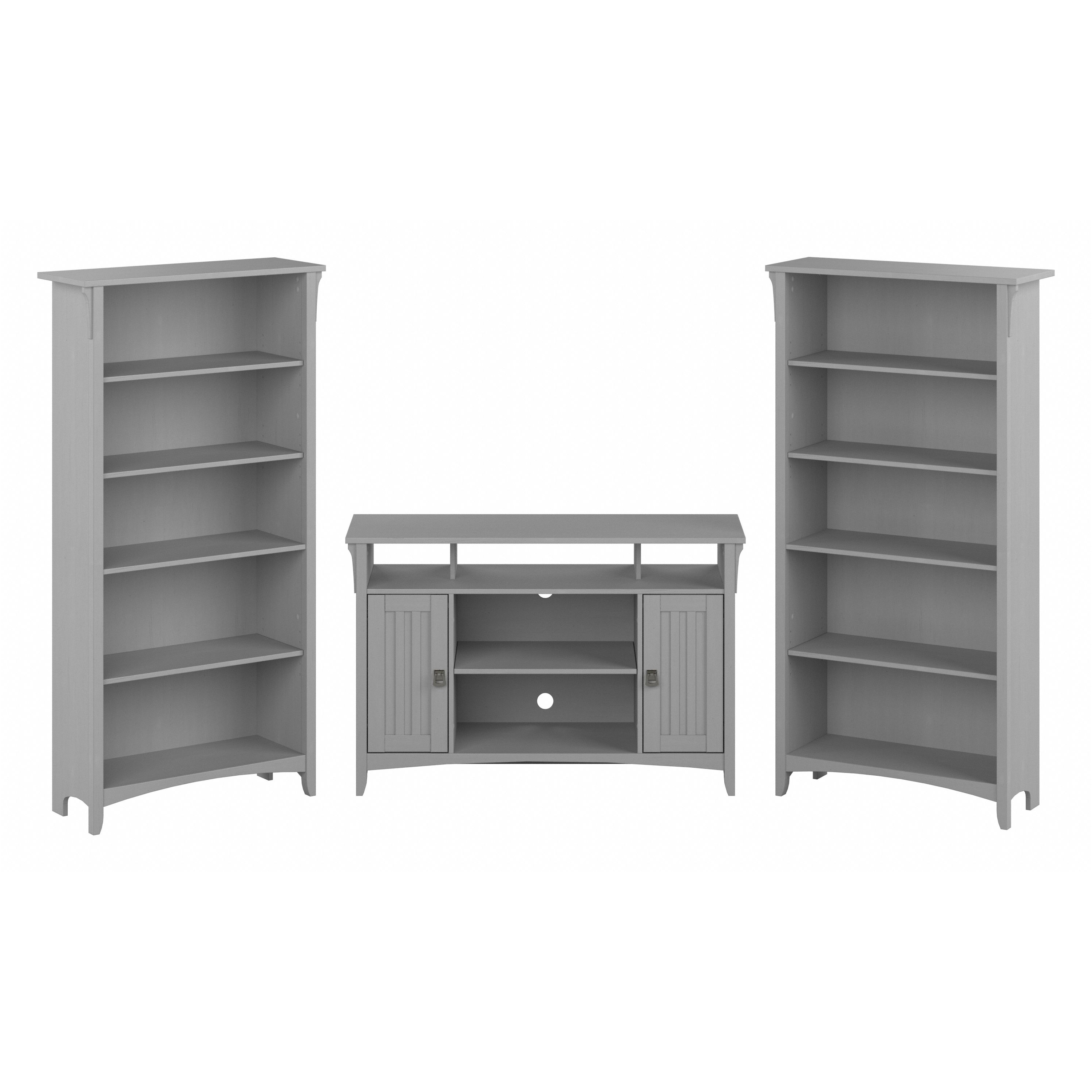 Shop Bush Furniture Salinas TV Stand for 55 Inch TV with 5 Shelf Bookcases 02 SAL060CG #color_cape cod gray